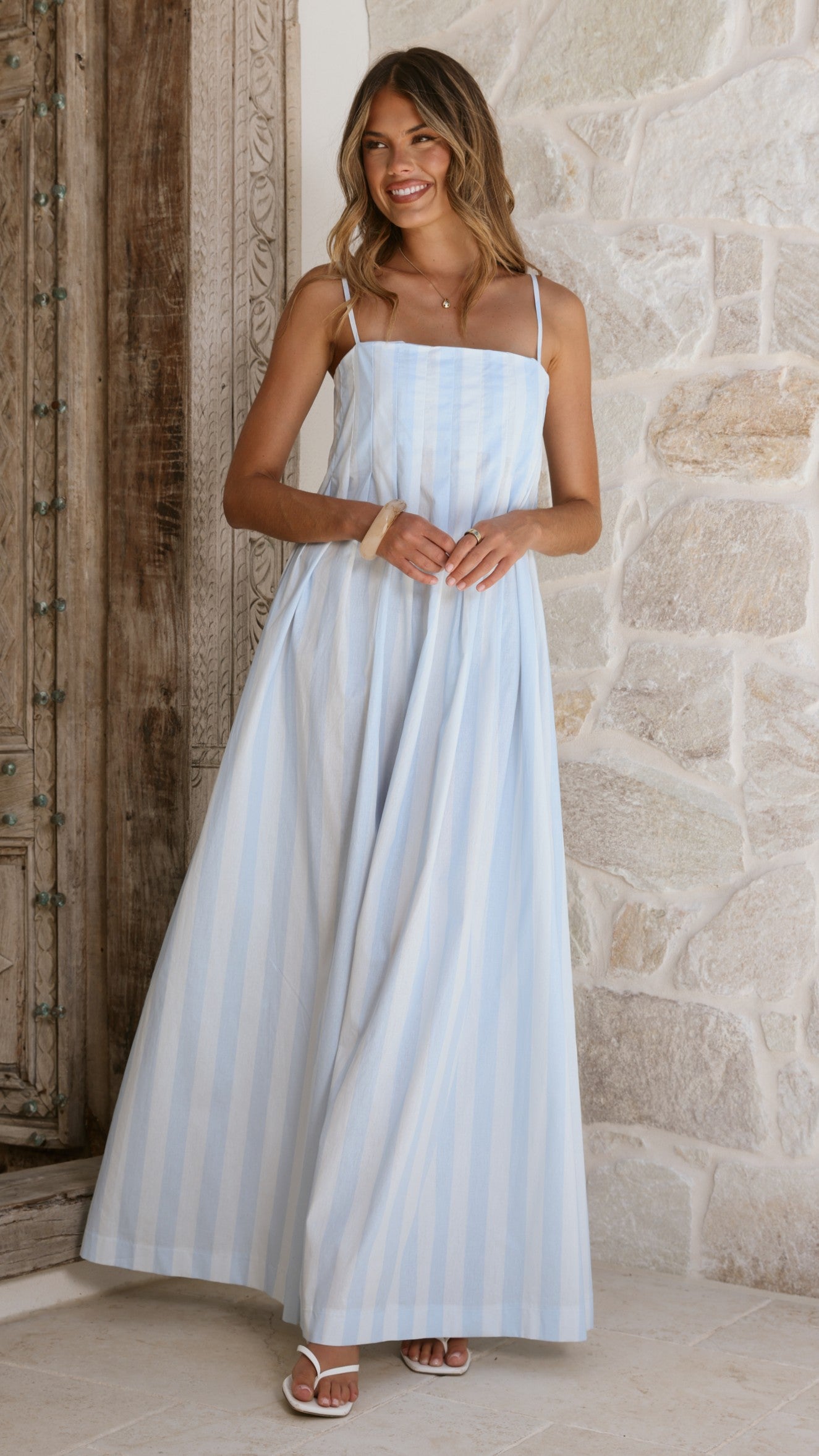 Pippa Maxi Dress - Blue Stripe - Billy J