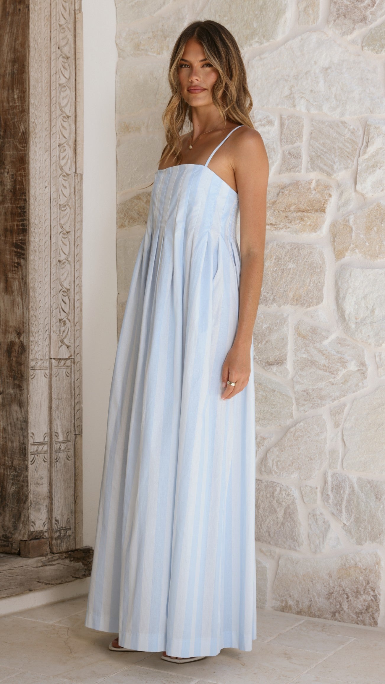 Pippa Maxi Dress - Blue Stripe - Billy J