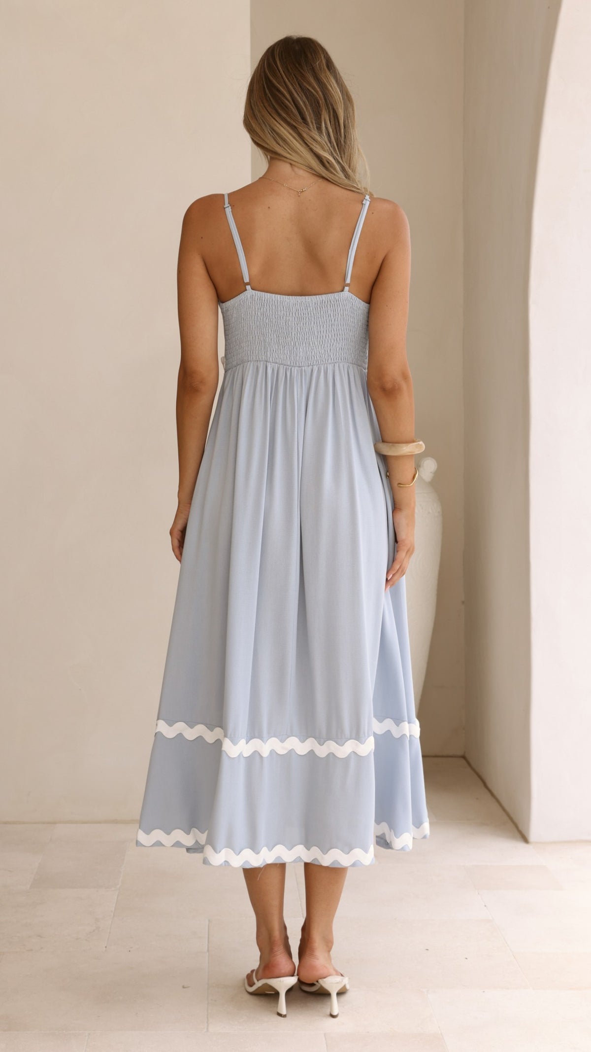 Seraphina Midi Dress - Blue/White - Billy J