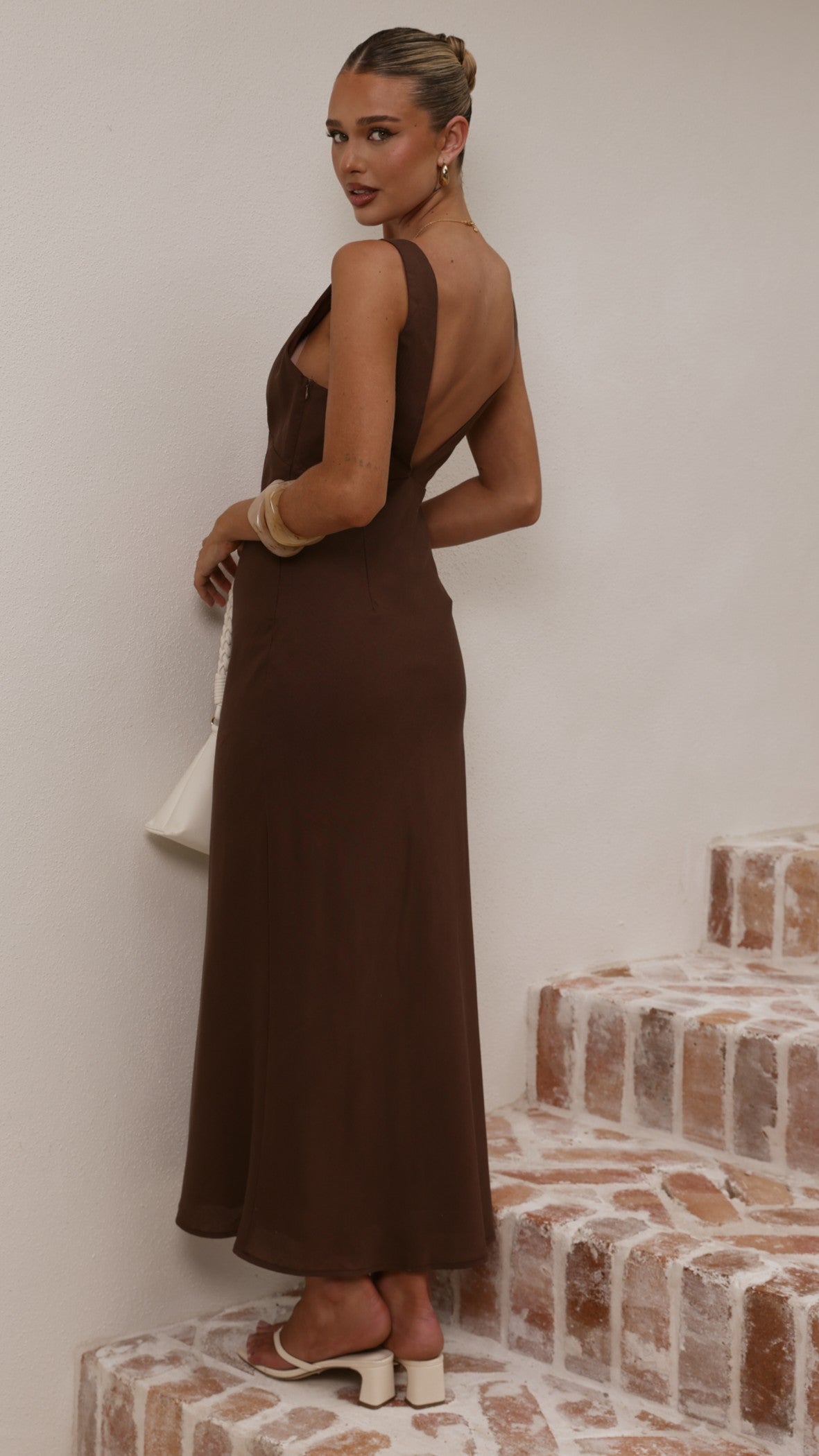 Sammie Linen Maxi Dress - Chocolate - Billy J
