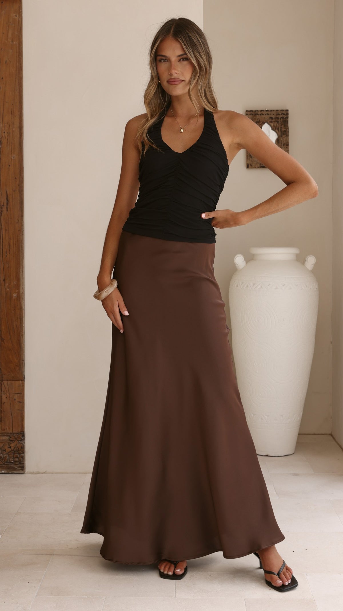 Kylie Halter Neck Top - Black - Billy J