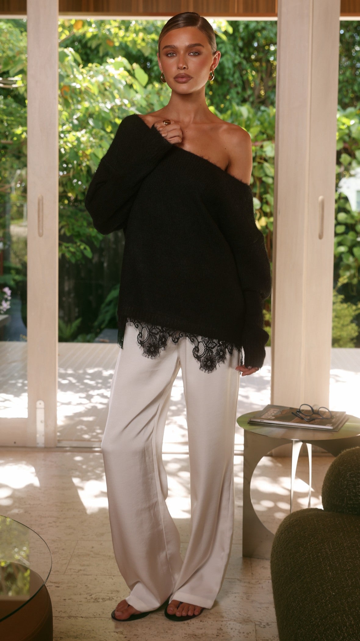Lainey Off Shoulder Knit - Black - Billy J