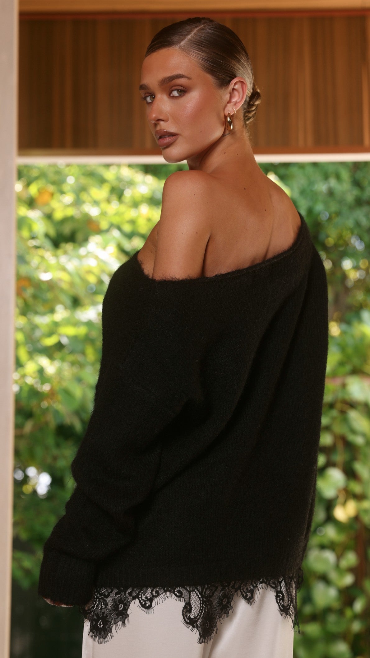 Lainey Off Shoulder Knit - Black - Billy J