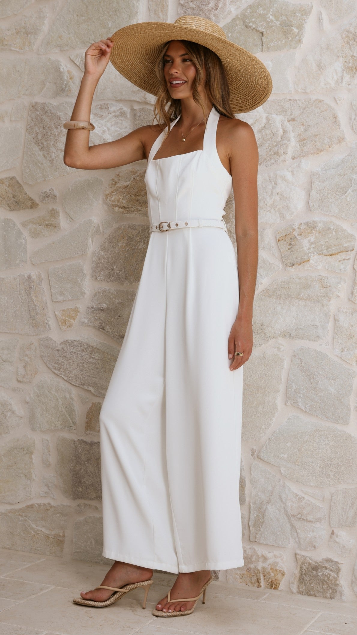 Cleo Jumpsuit - White - Billy J