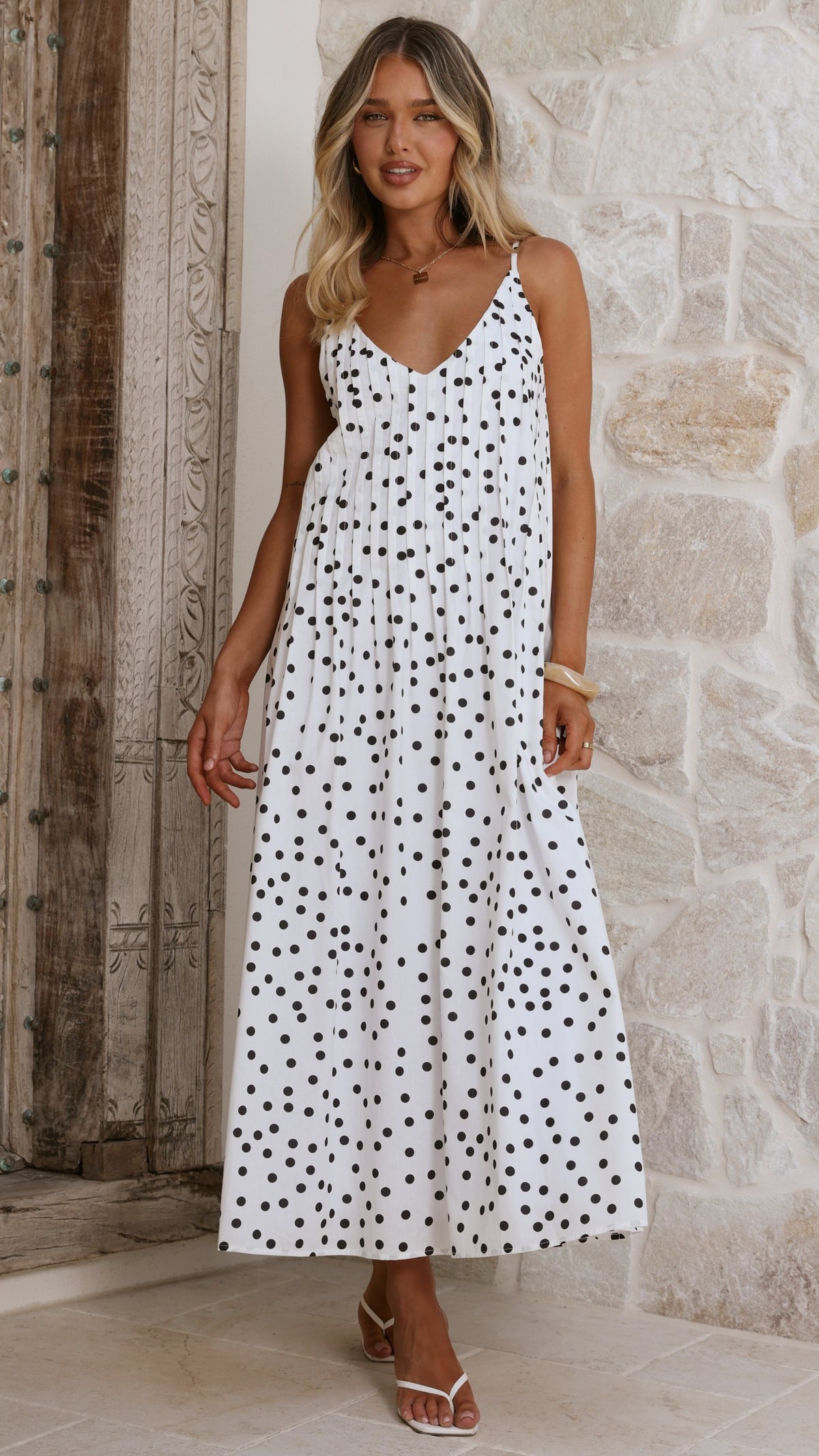 Dimmi Maxi Dress - White/Black Polka - Billy J