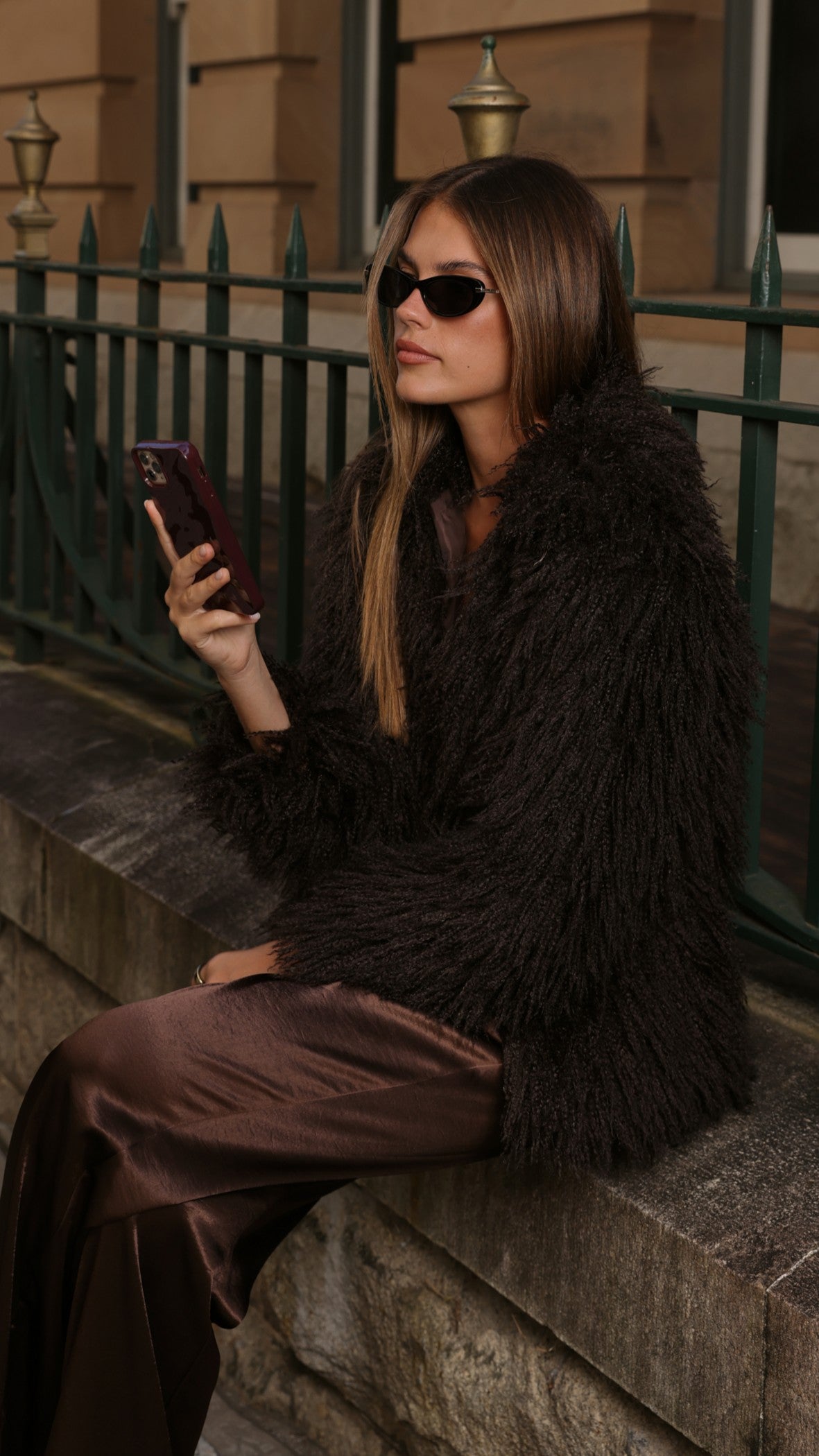 Chantelle Fur Jacket - Chocolate - Billy J