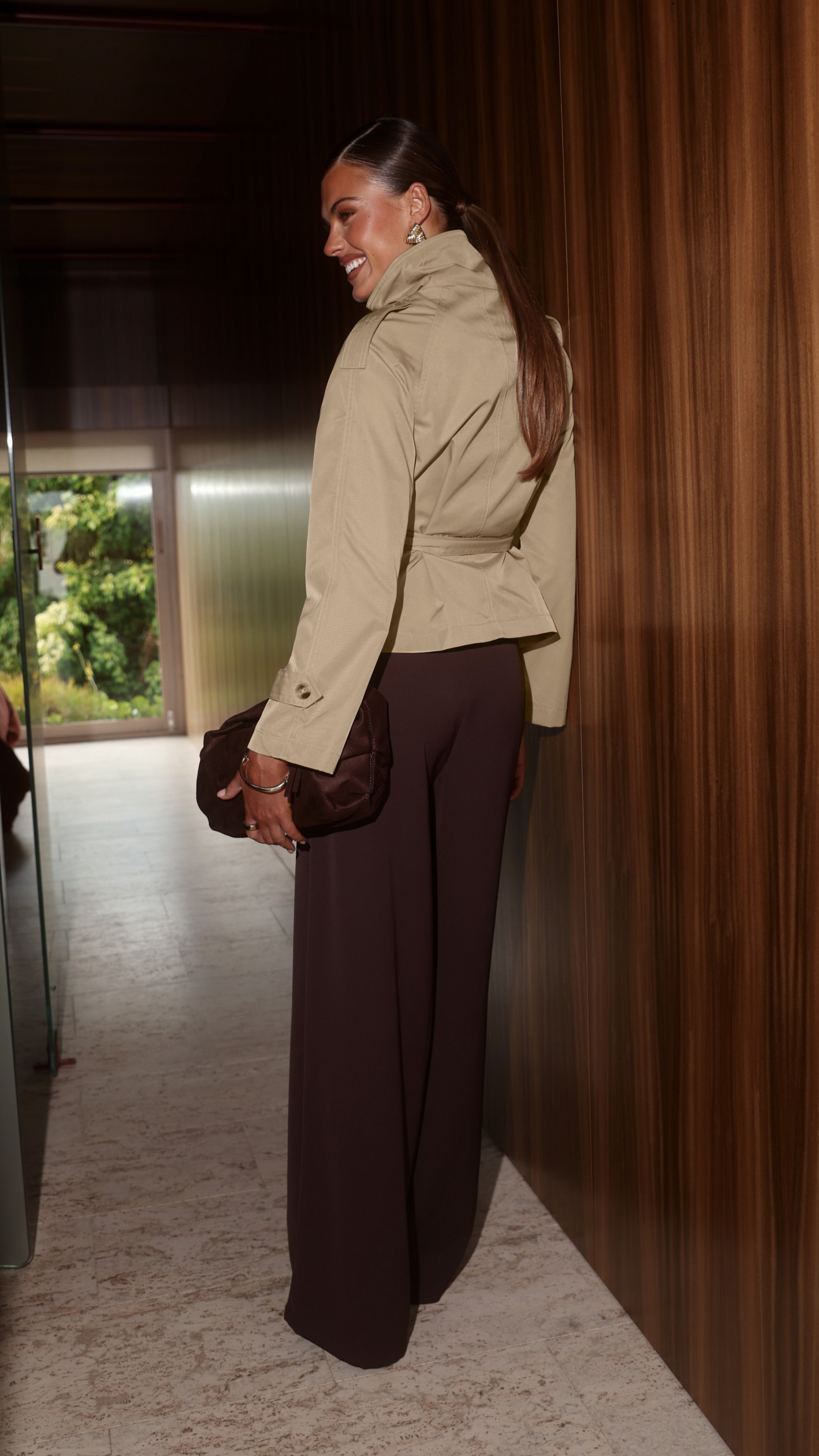 Marza Cropped Trench Coat - Sand - Billy J