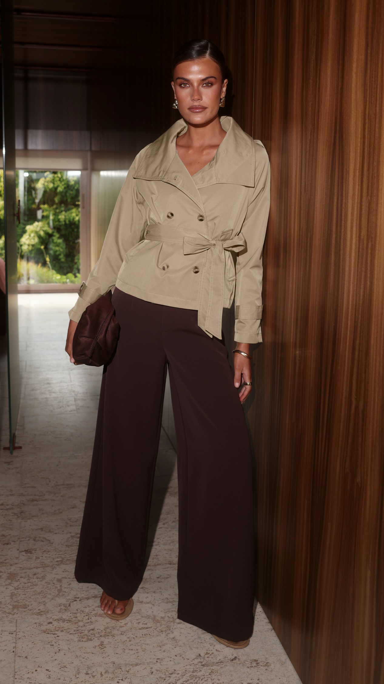 Marza Cropped Trench Coat - Sand - Billy J