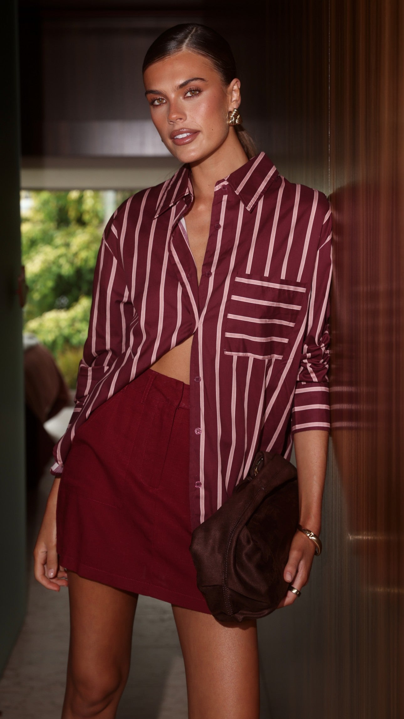 Charla Mini Skort - Burgundy - Billy J