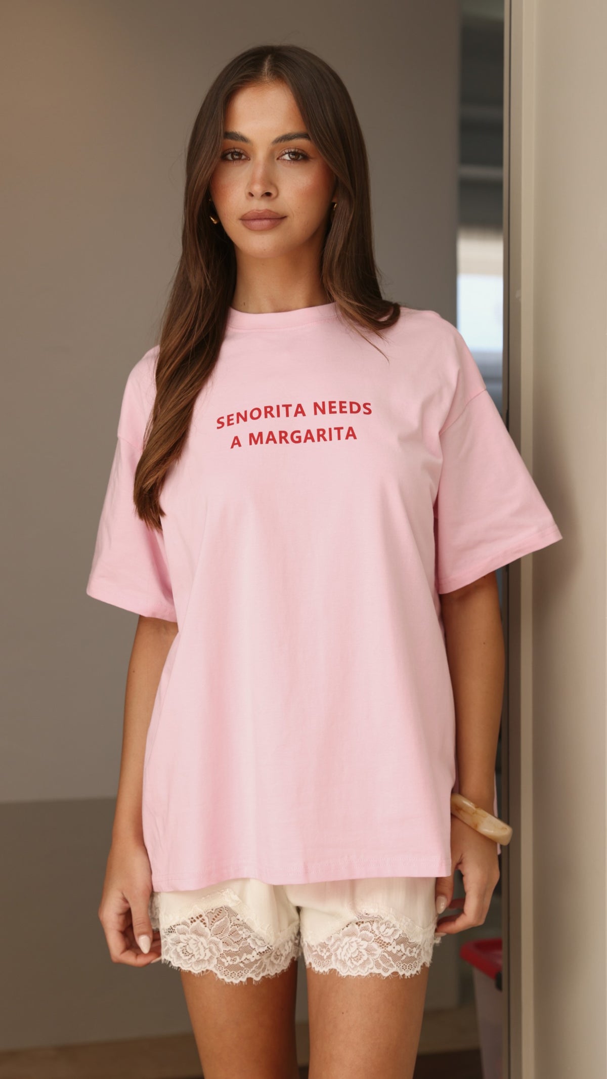 Senorita Margarita Oversized T-Shirt - Pink - Billy J