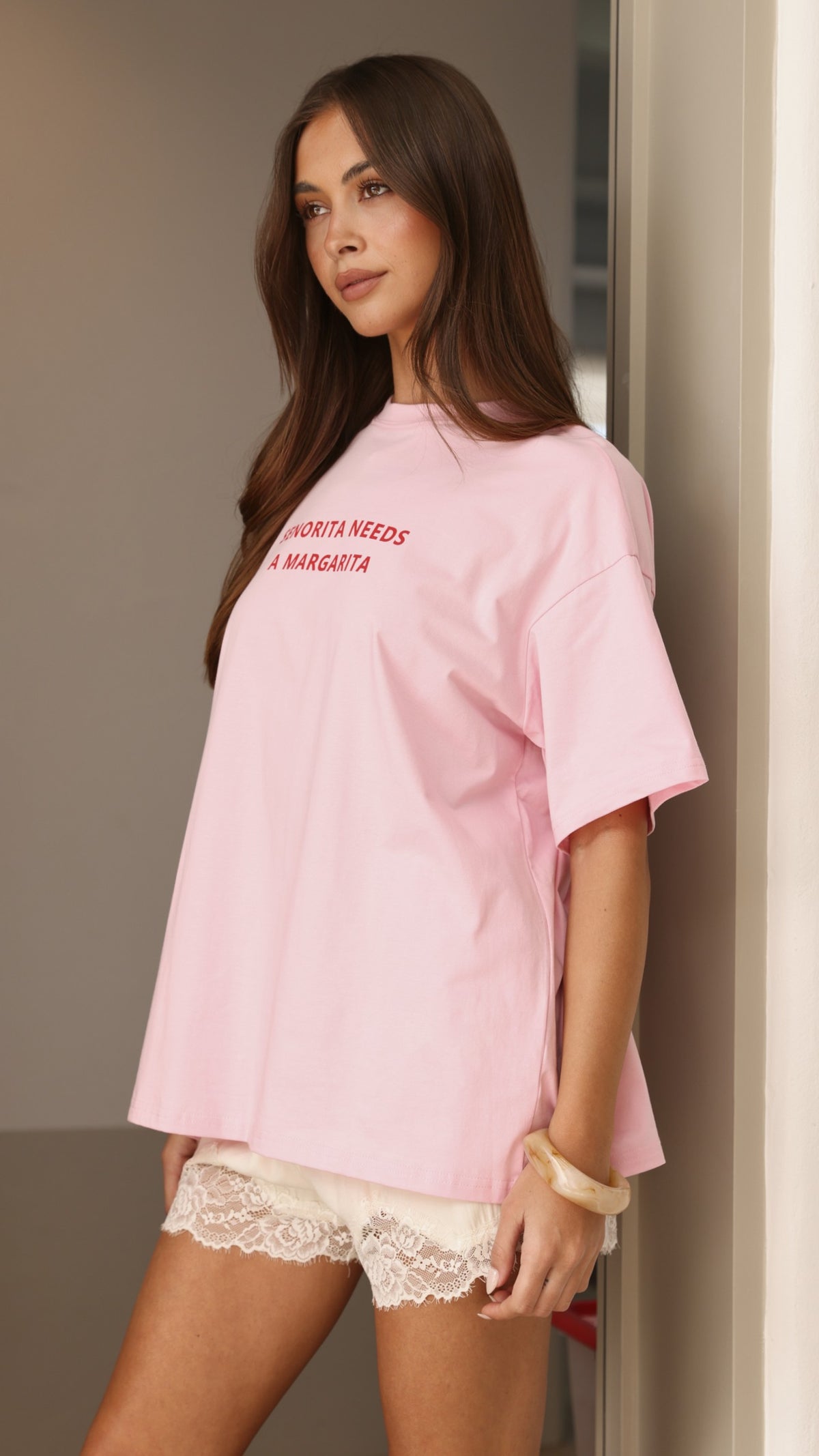 Senorita Margarita Oversized T-Shirt - Pink - Billy J