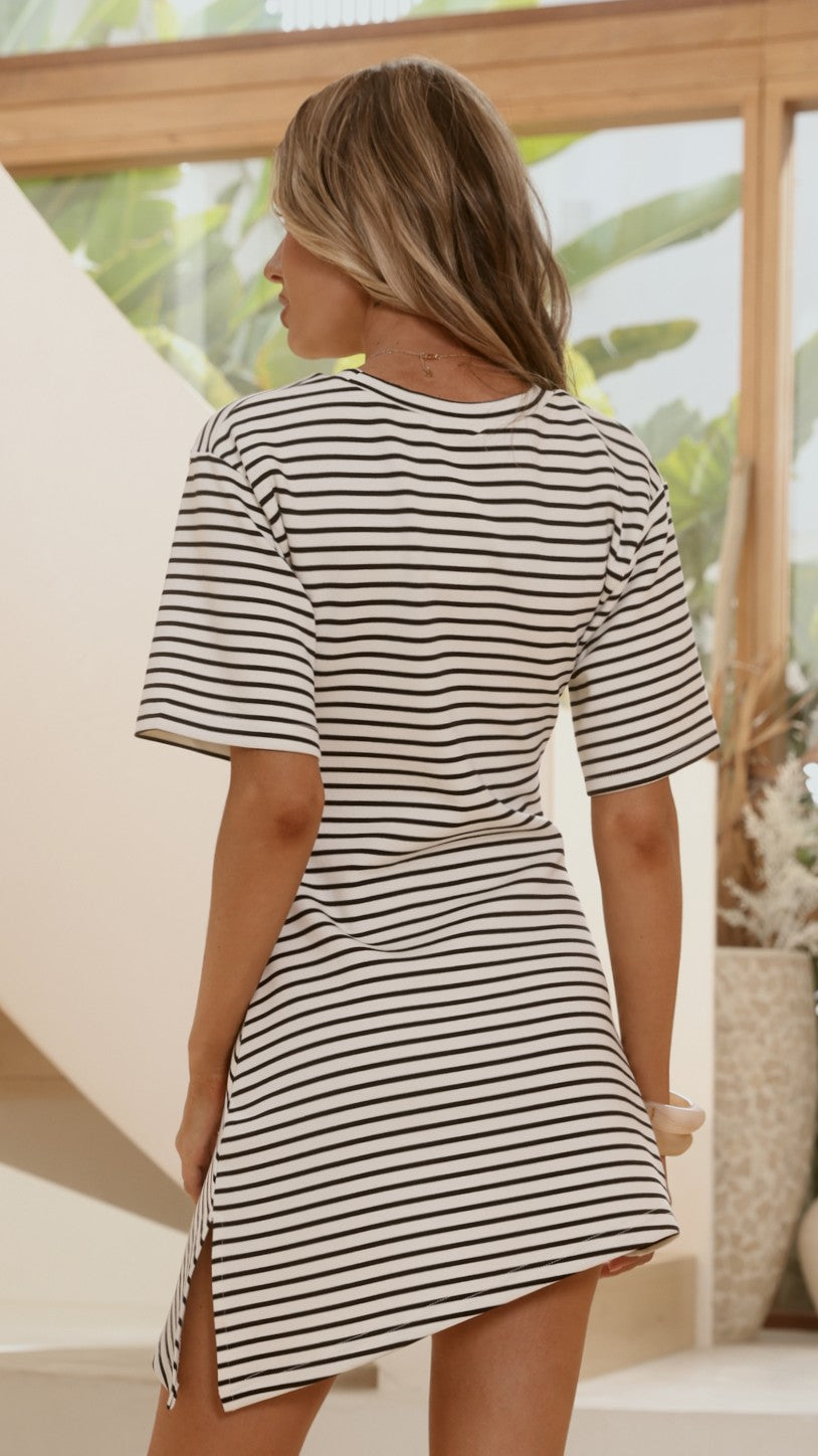 Skylah Mini Dress - Black/White Stripe - Billy J