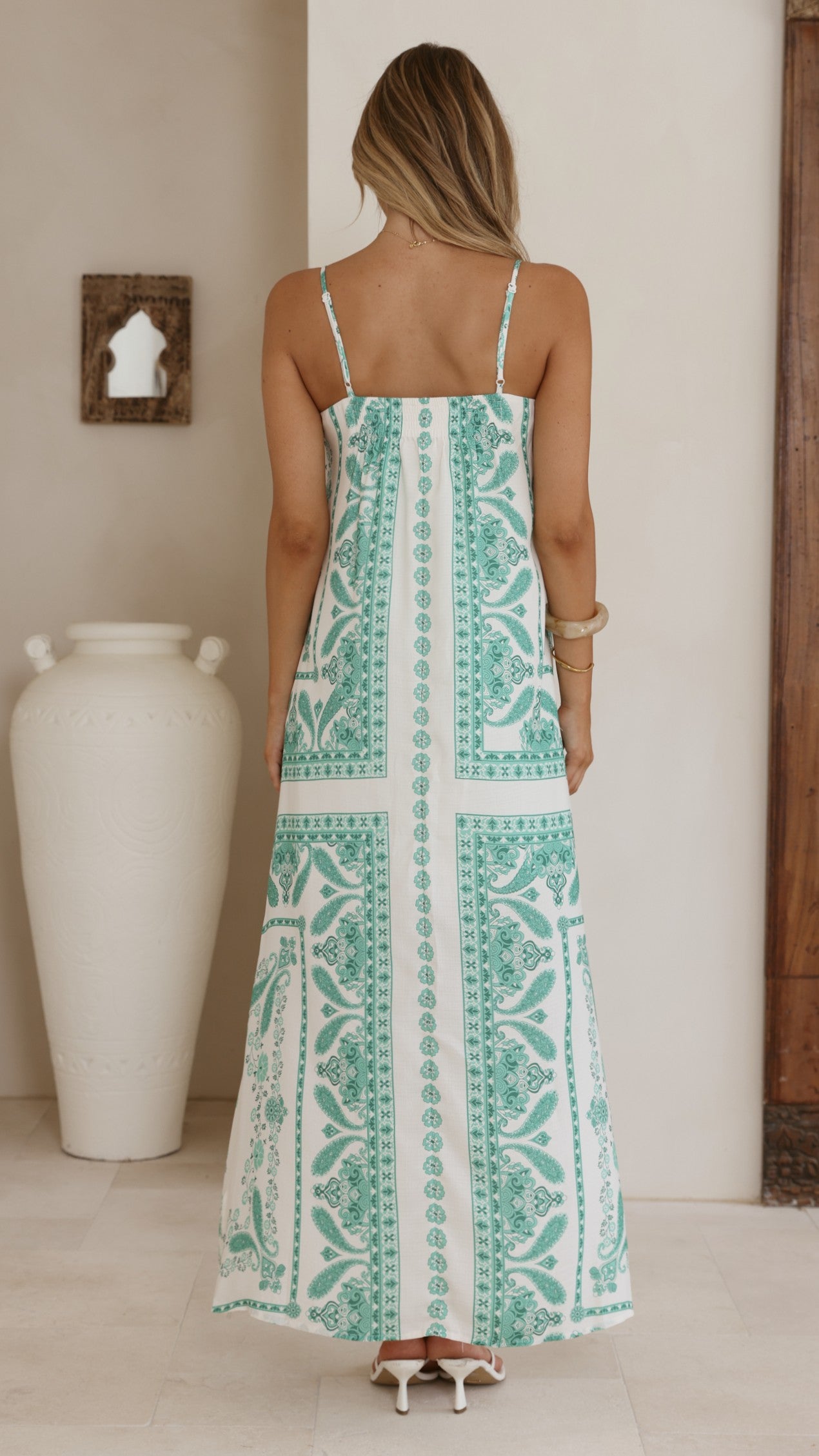 Talise Maxi Dress- Green Aztec - Billy J