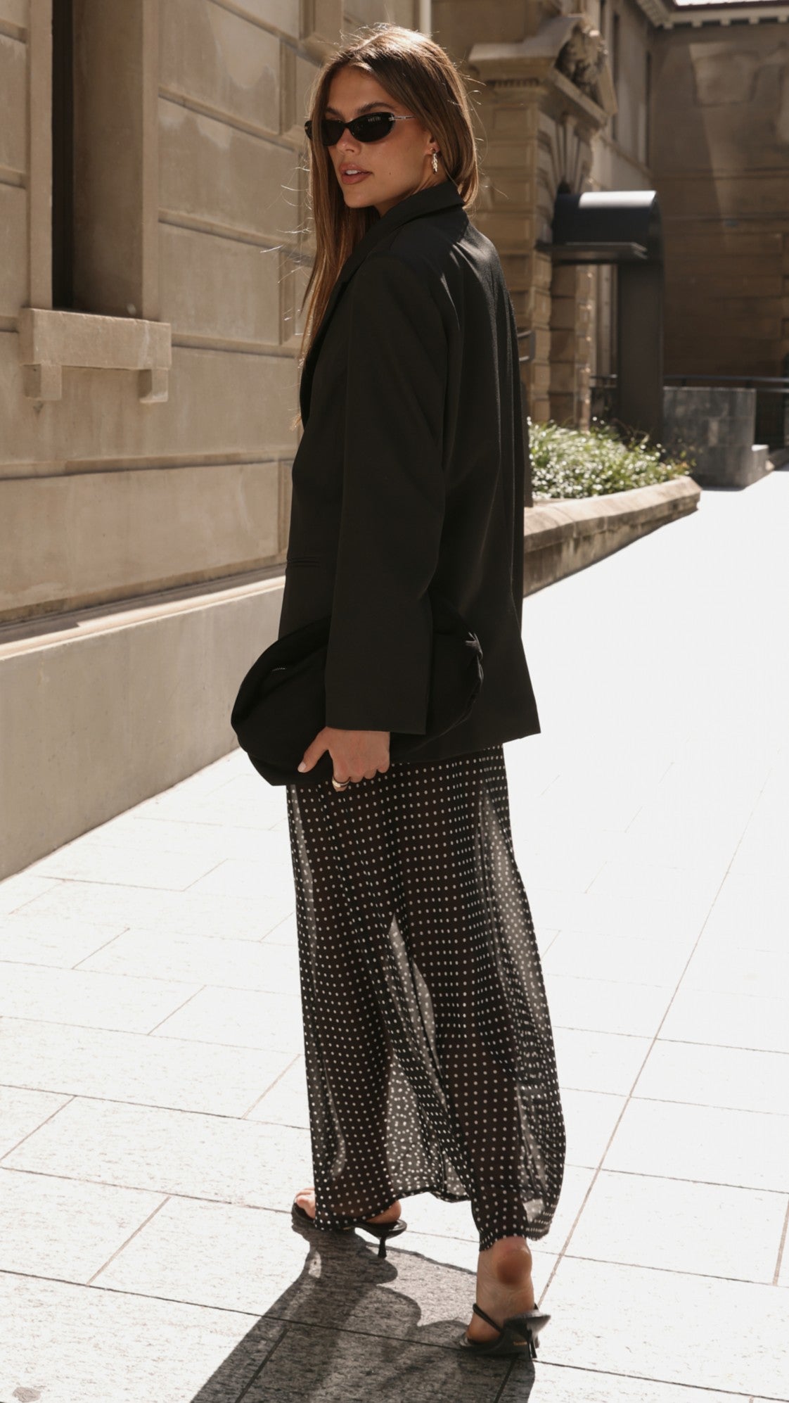 Onella Sheer Maxi Skirt - Black/White Spot - Billy J