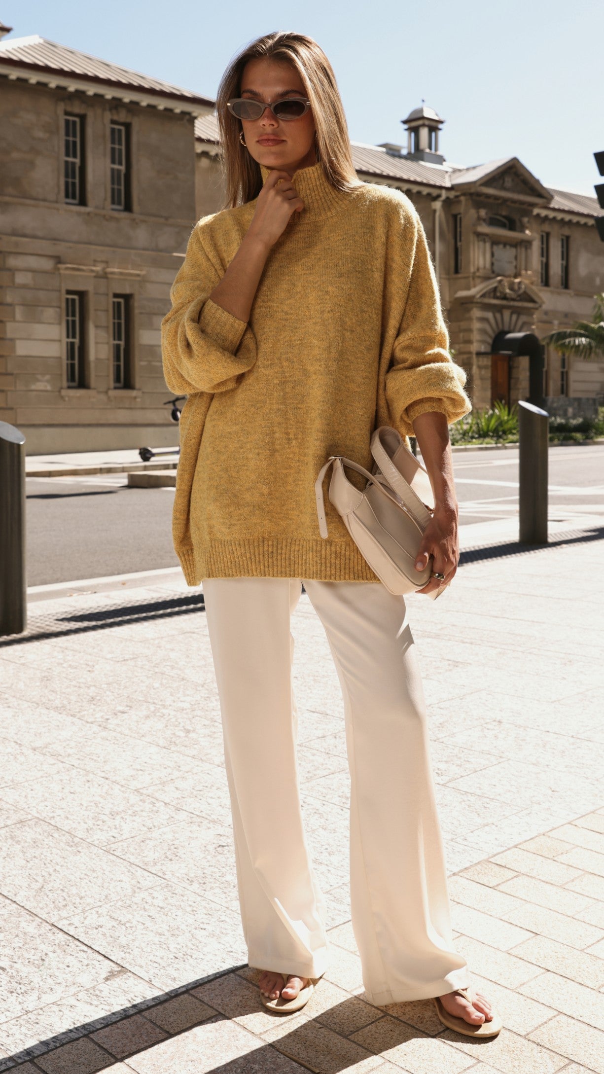 Imogen Button Pants - Cream - Billy J
