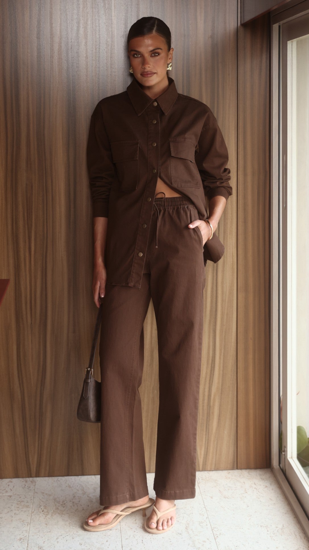 Zenia Long Sleeve Denim Shirt - Chocolate - Billy J