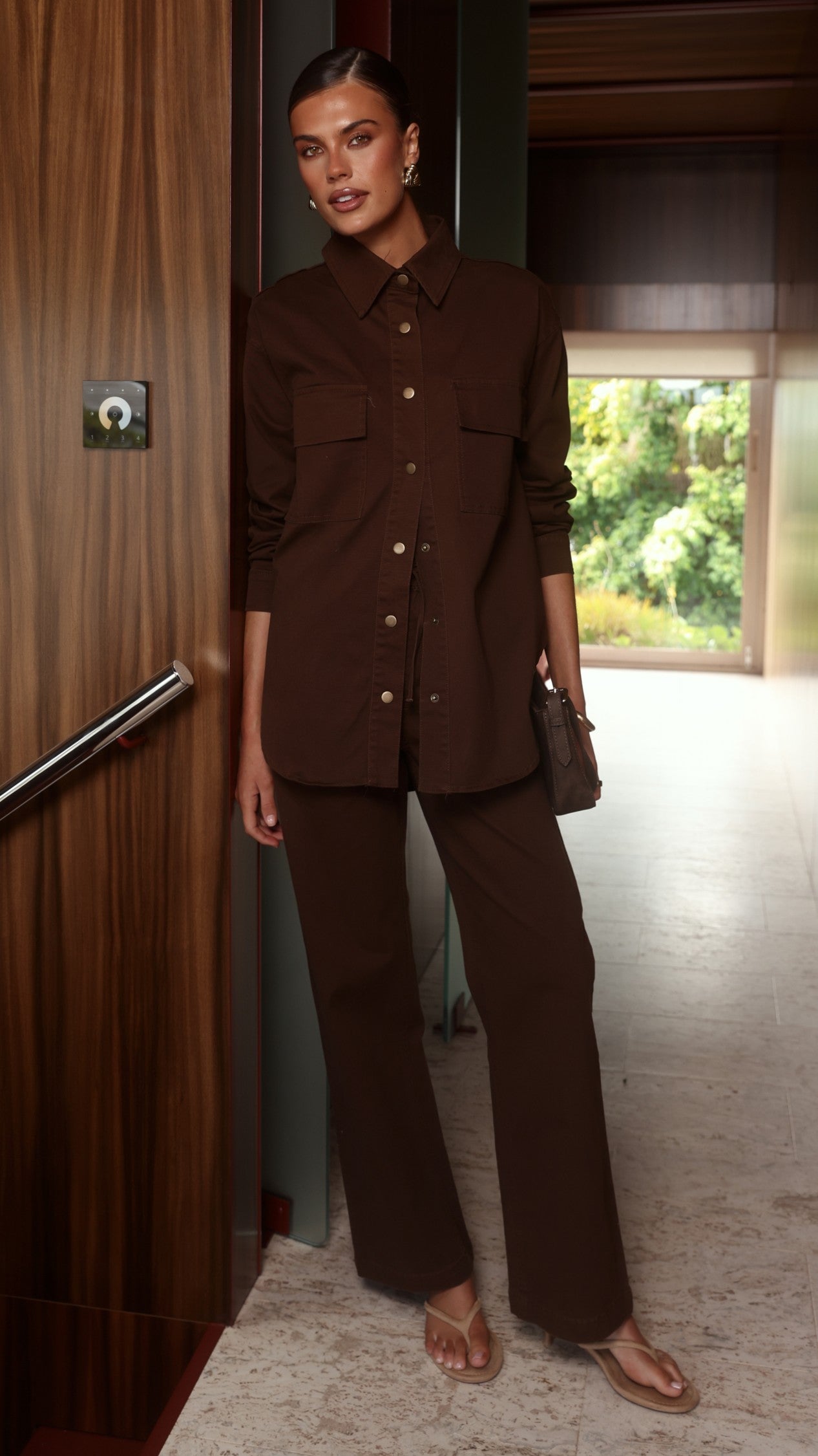 Zenia Long Sleeve Denim Shirt - Chocolate - Billy J
