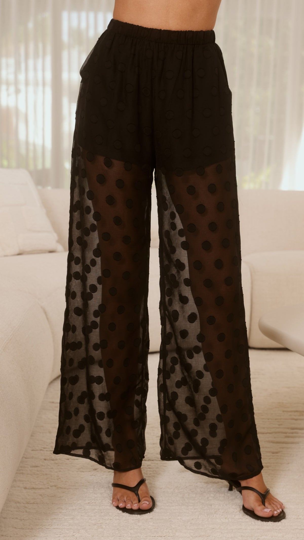 Rubi Top and Pants Semi Sheer Set - Black Spot - Billy J