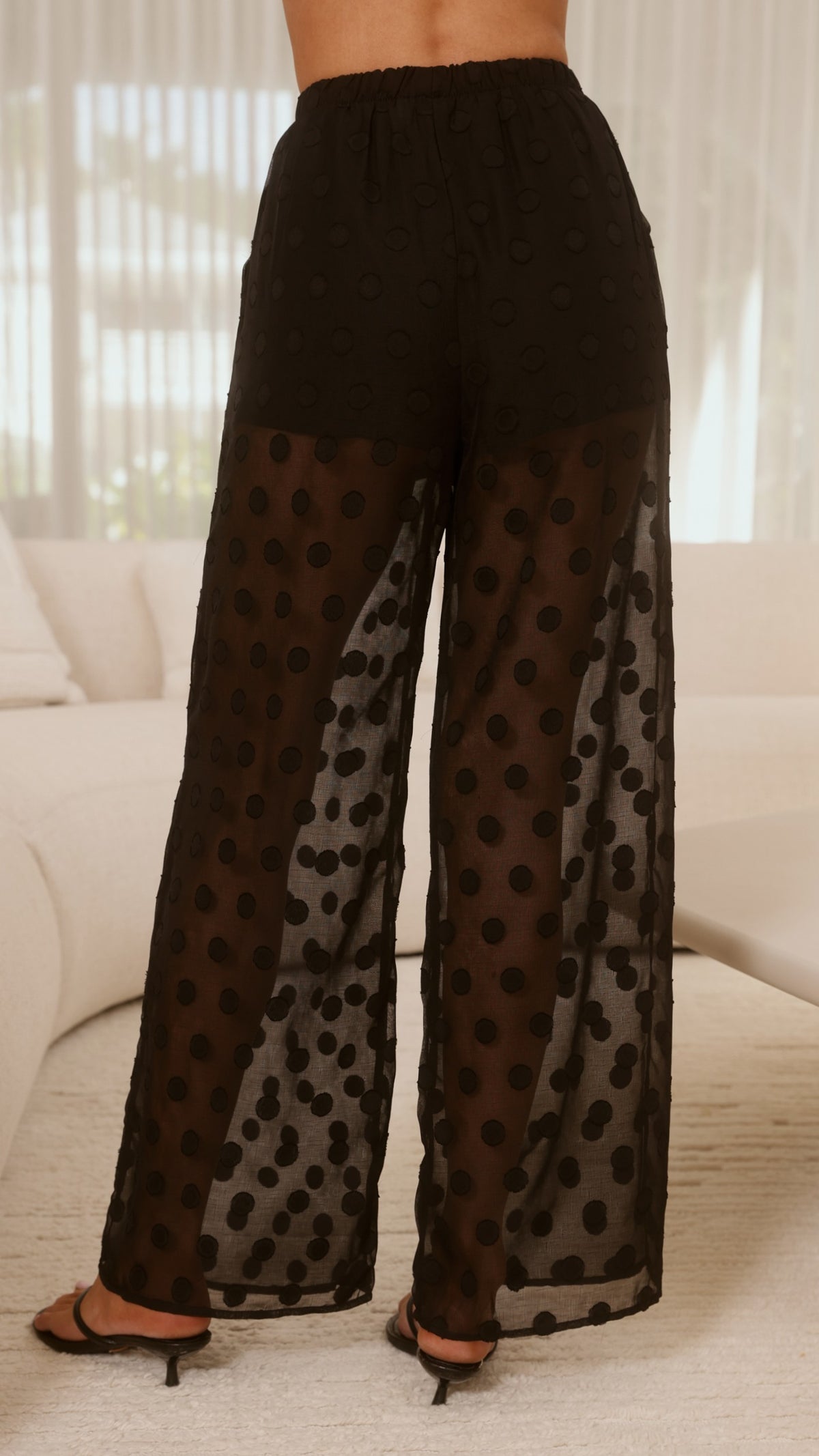 Rubi Top and Pants Semi Sheer Set - Black Spot - Billy J