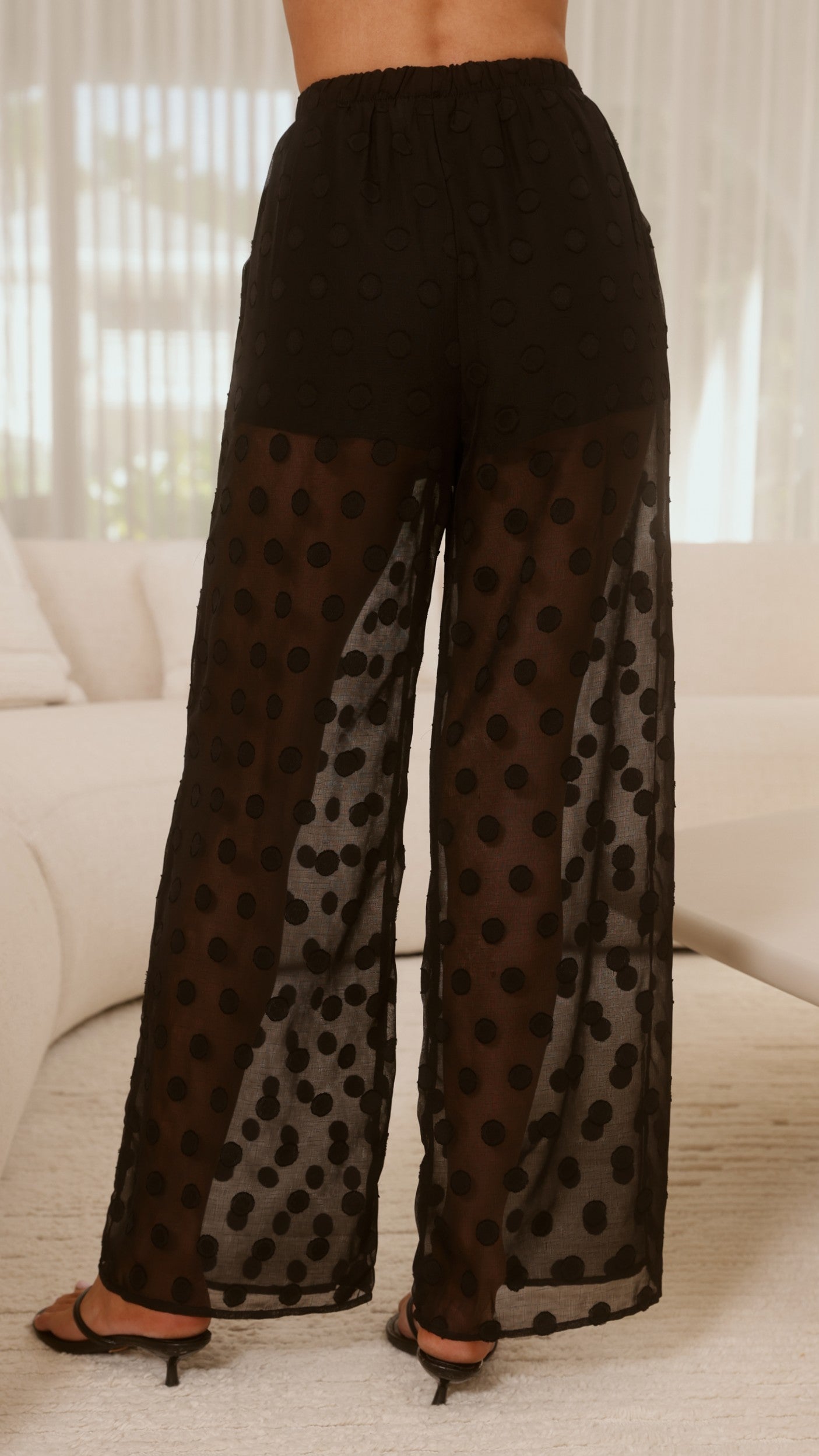 Rubi Top and Pants Semi Sheer Set - Black Spot - Billy J