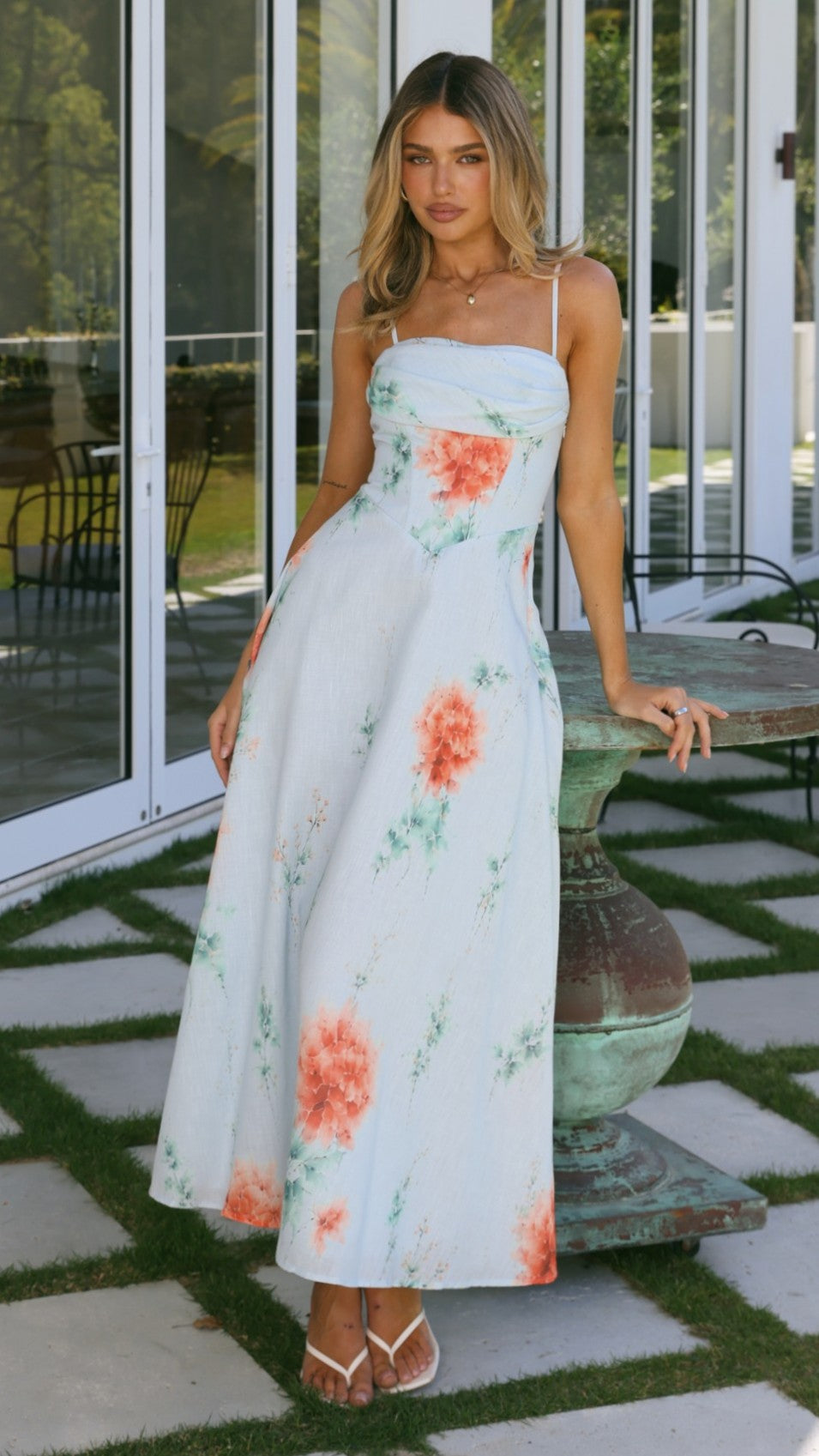 Rylee Maxi Dress - Blue/Orange Floral - Billy J