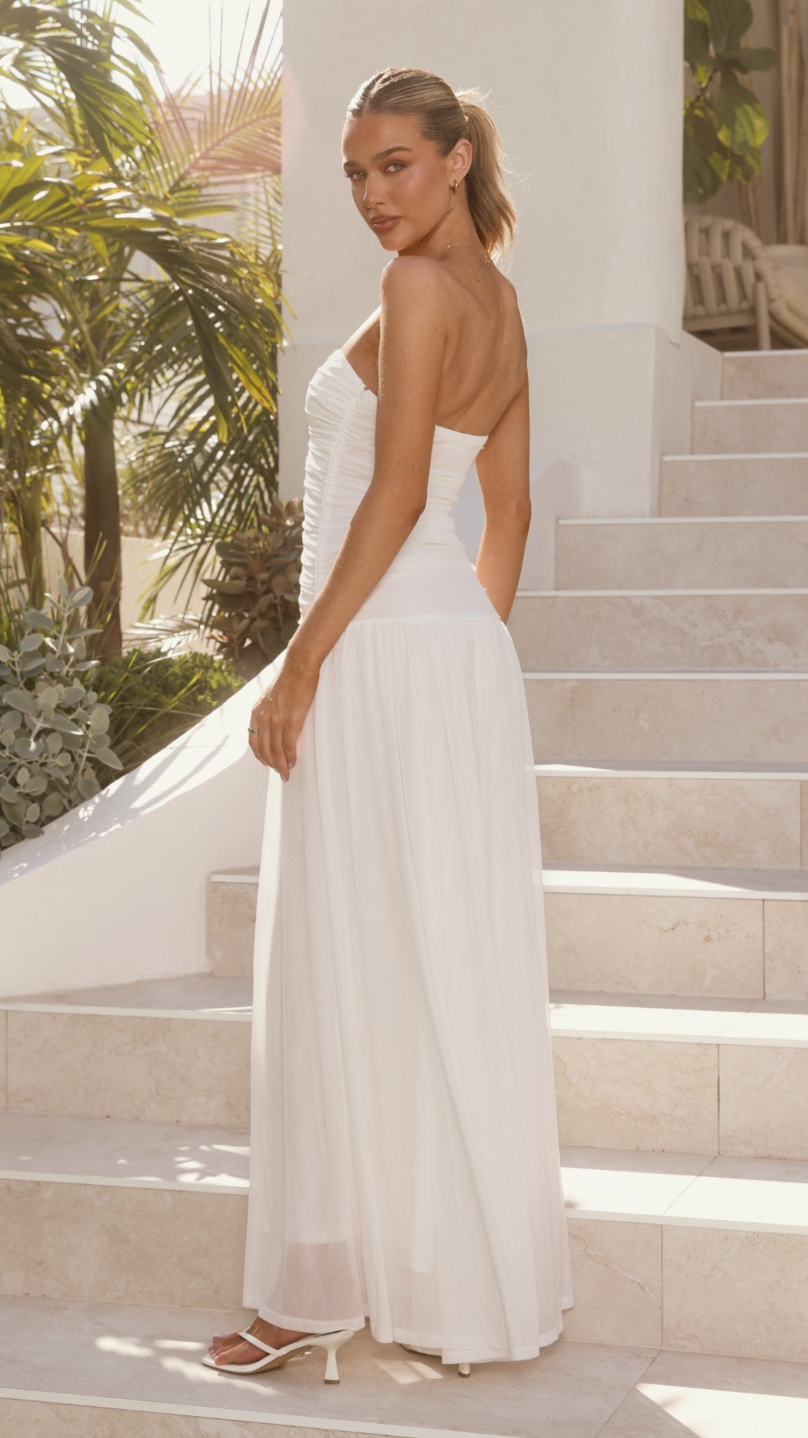 Giselle Strapless Maxi Dress - White - Billy J