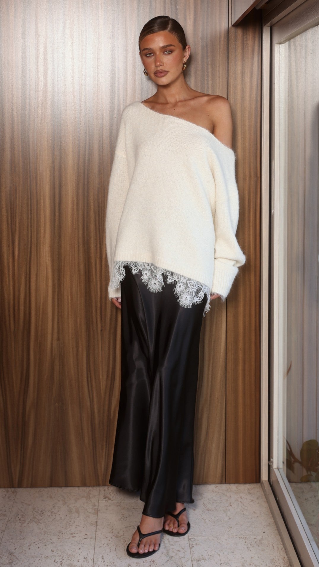 Lainey Off Shoulder Knit - Cream - Billy J