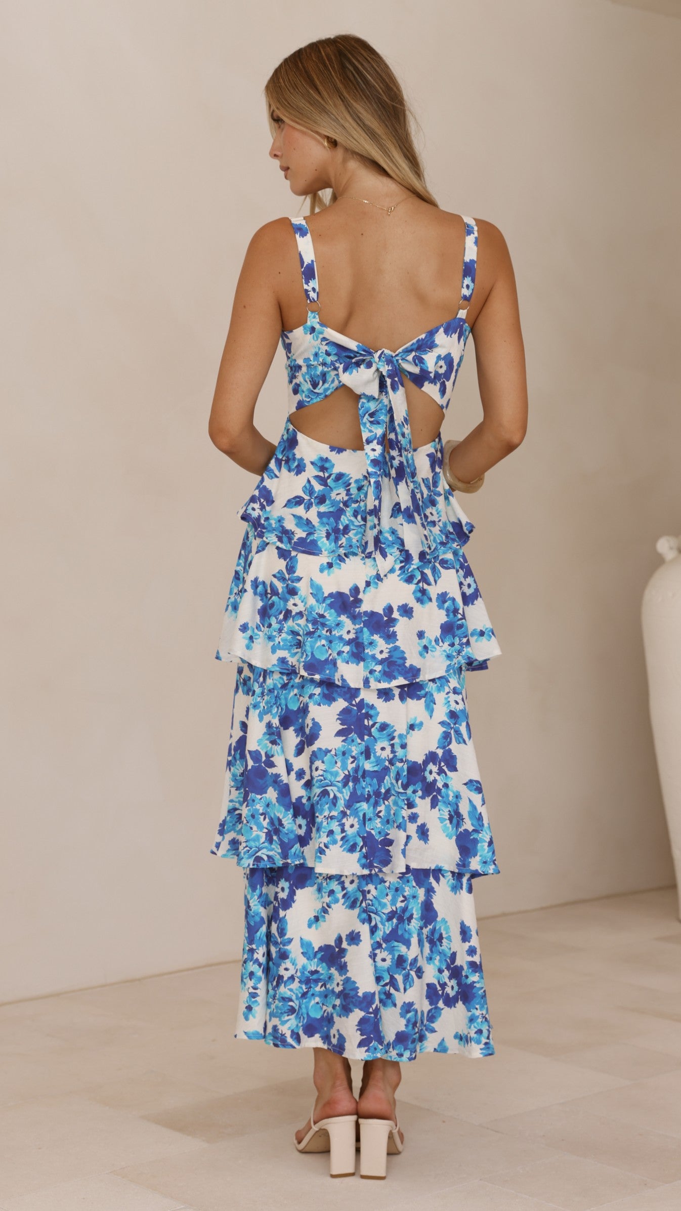 Odilia Maxi Dress - Blue/White Floral - Billy J