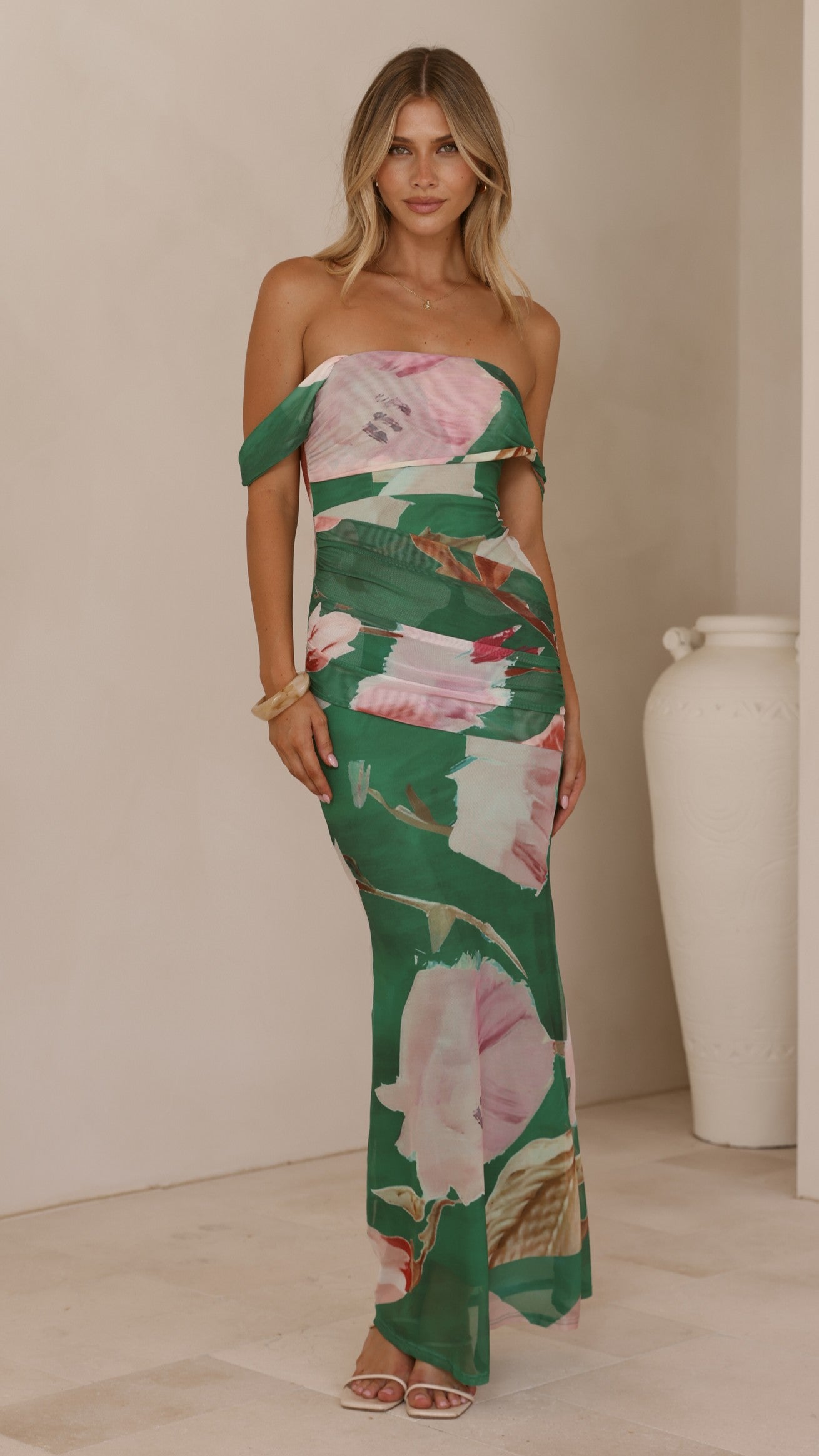 Lena Maxi Dress - Green Floral - Billy J