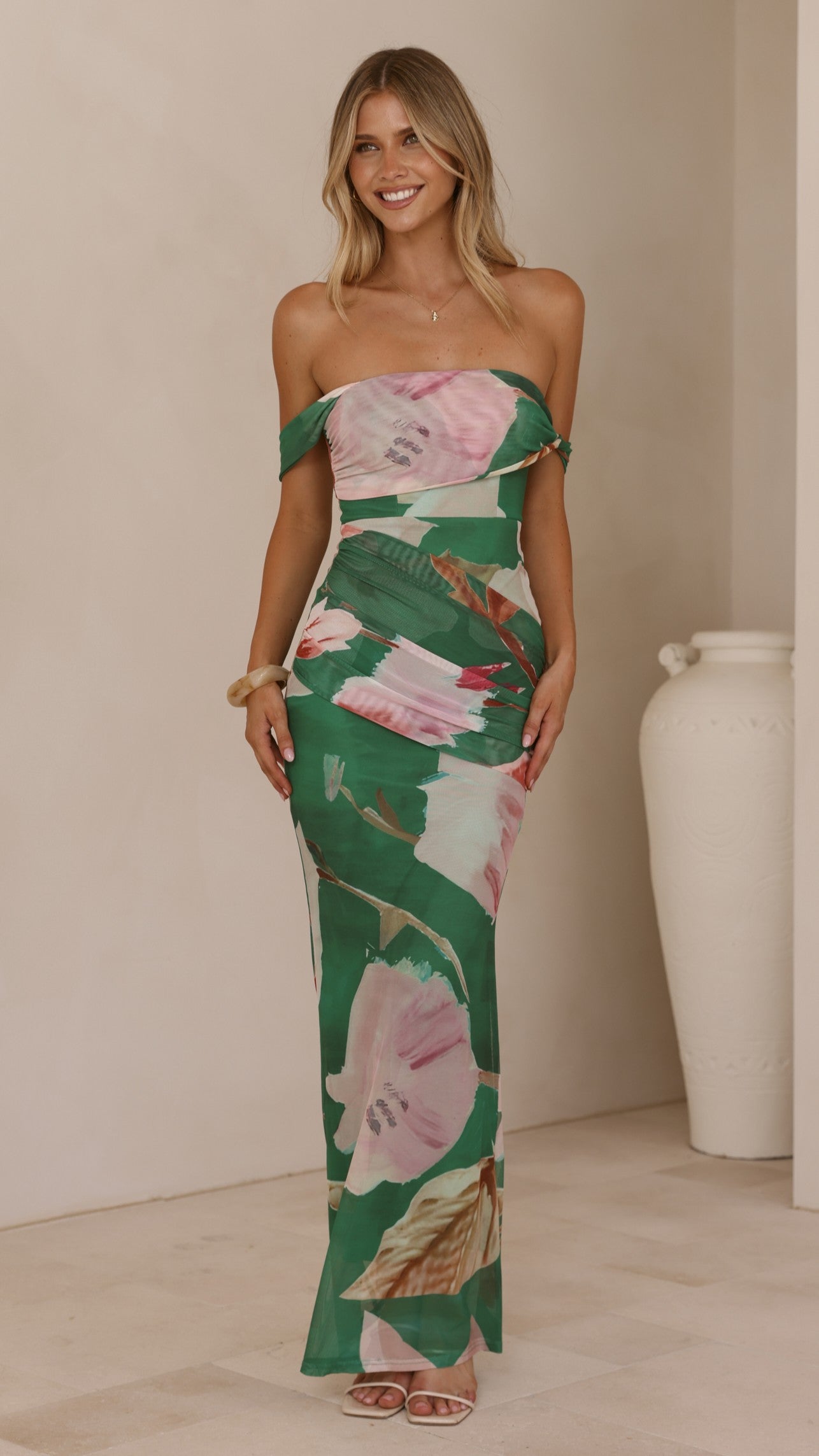 Lena Maxi Dress - Green Floral - Billy J