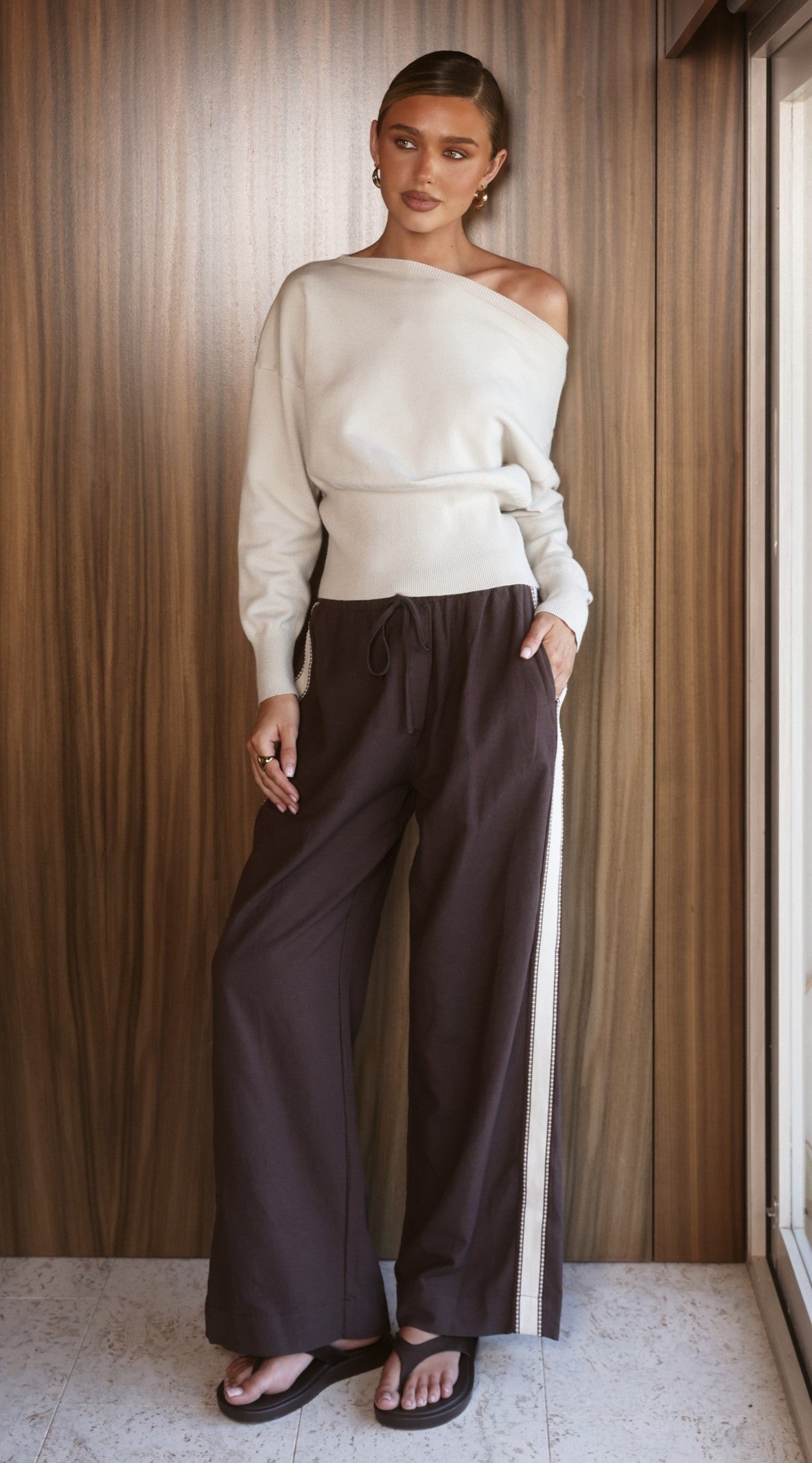 Belara Pants - Chocolate/Beige - Billy J