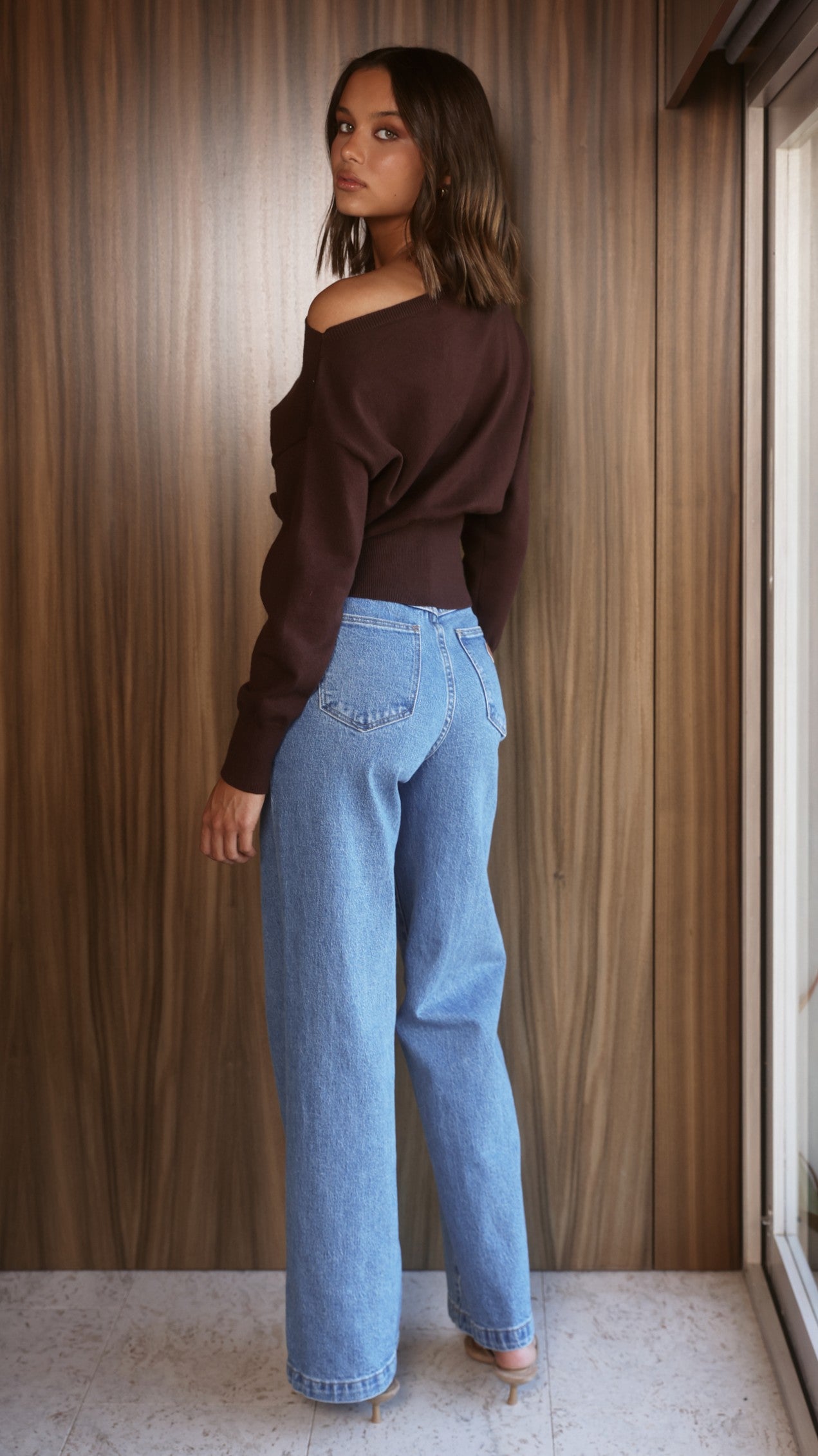 Talia Off Shoulder Top - Chocolate - Billy J