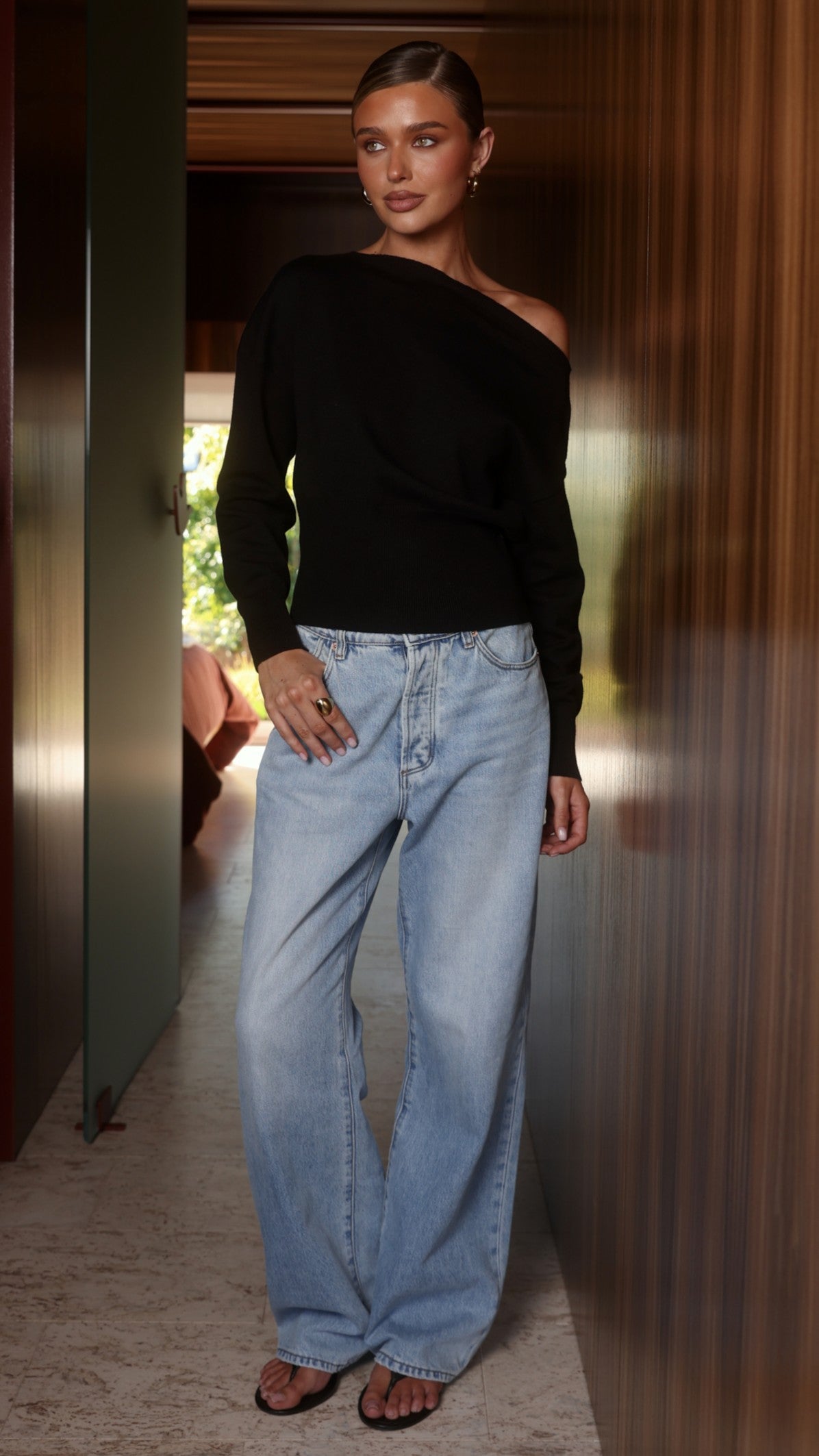 Talia Off Shoulder Top - Black - Billy J