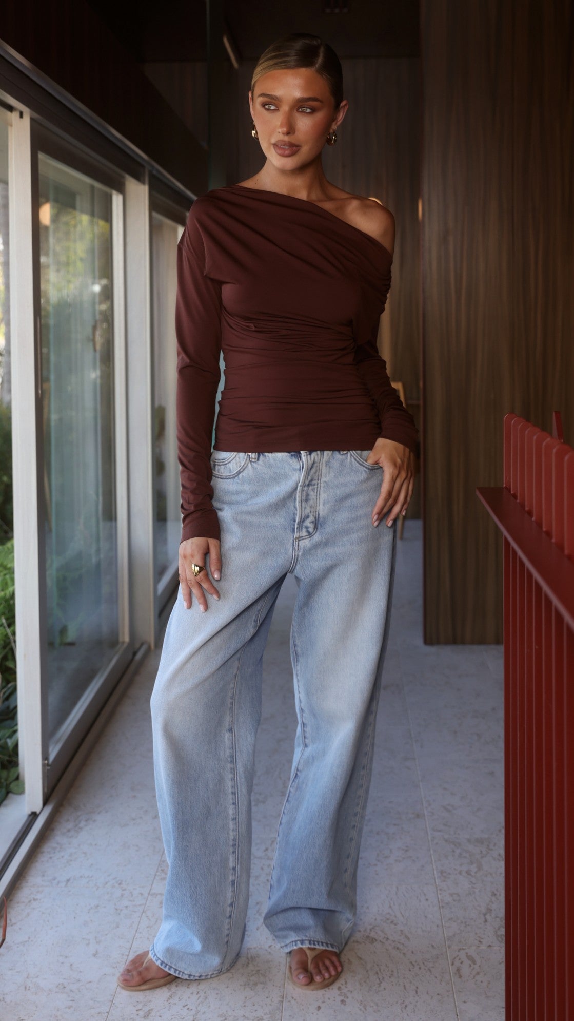 Sutton Long Sleeve Top - Chocolate - Billy J