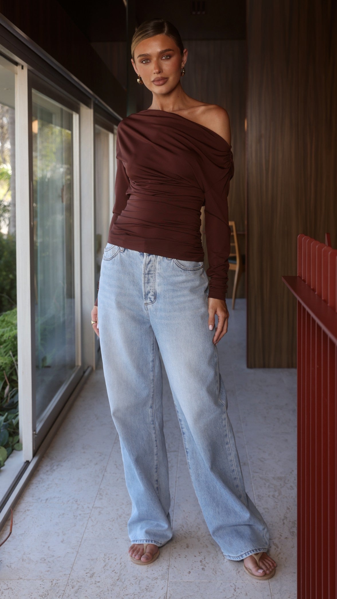 Sutton Long Sleeve Top - Chocolate - Billy J