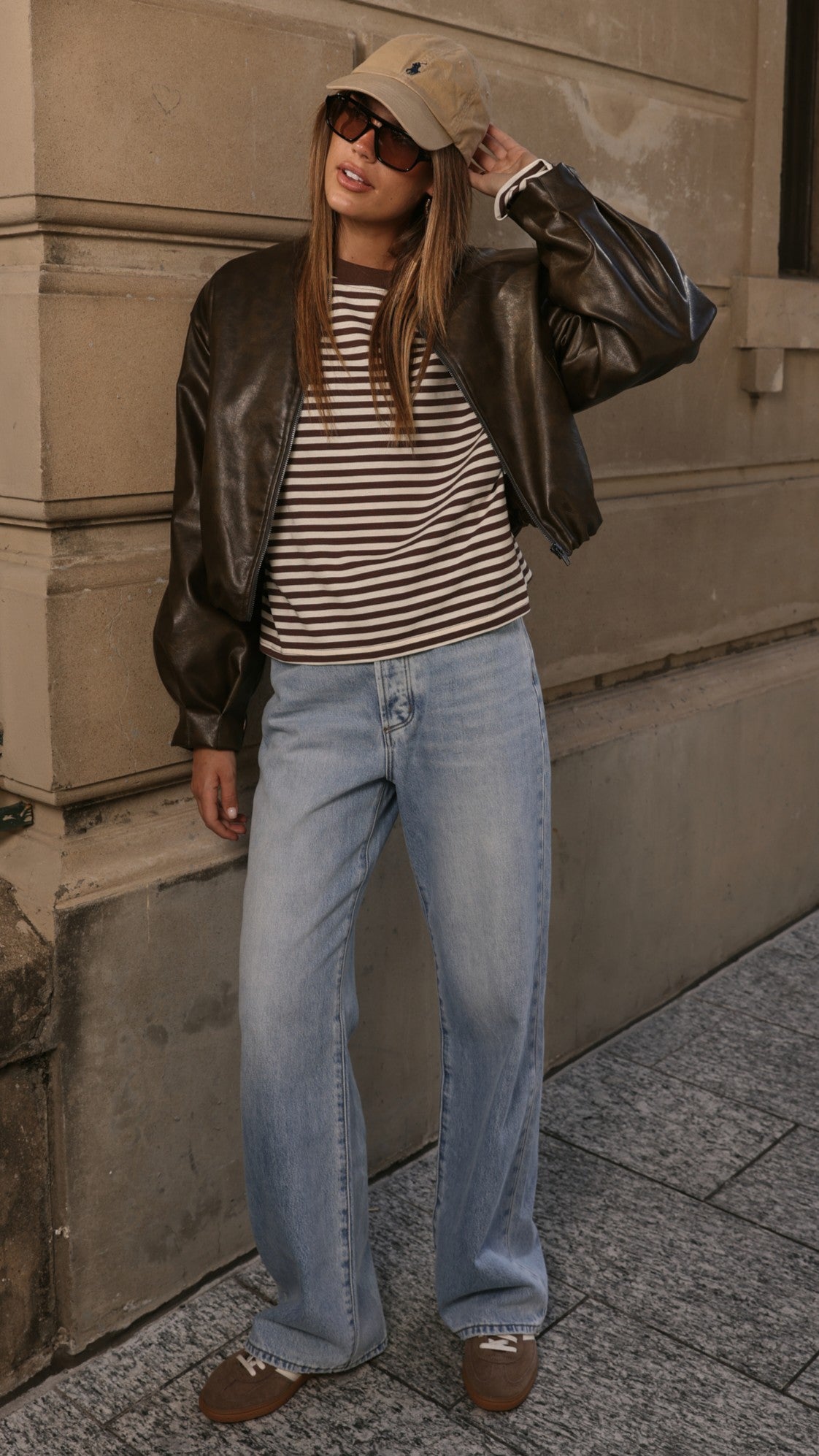 Solana Long Sleeve Top - Choc/White Stripe - Billy J
