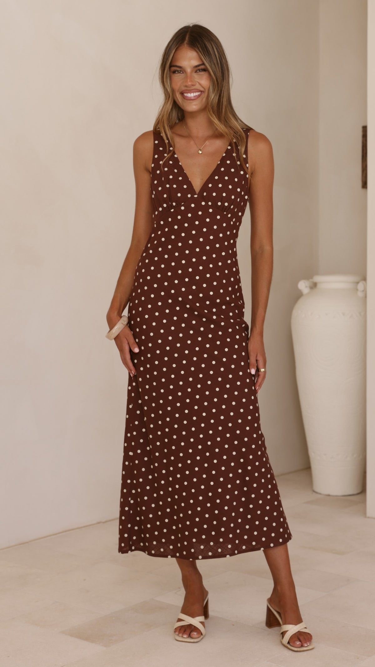 Sammie Maxi Dress - Chocolate/Nude Spot - Billy J