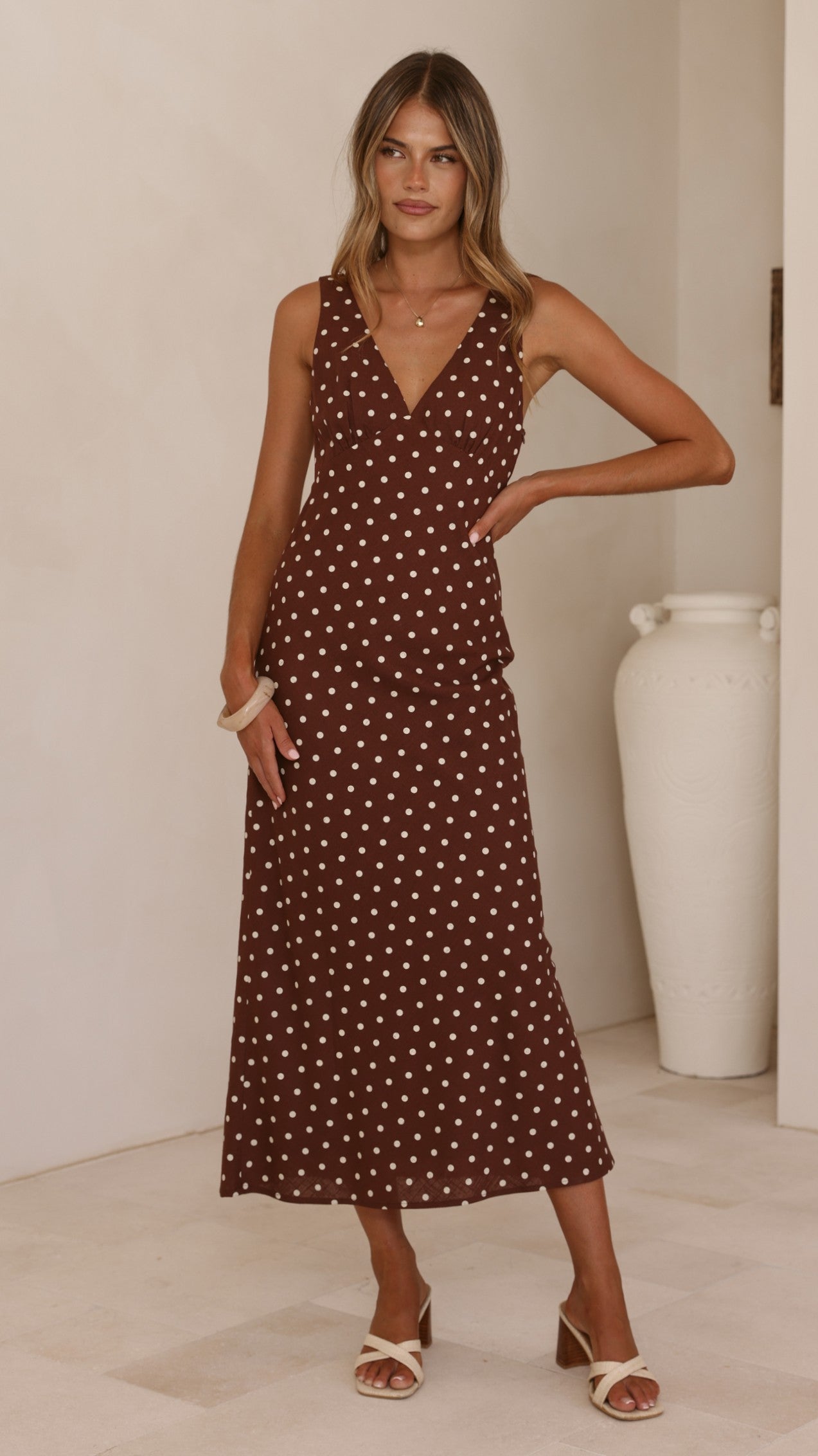 Sammie Maxi Dress - Chocolate/Nude Spot - Billy J