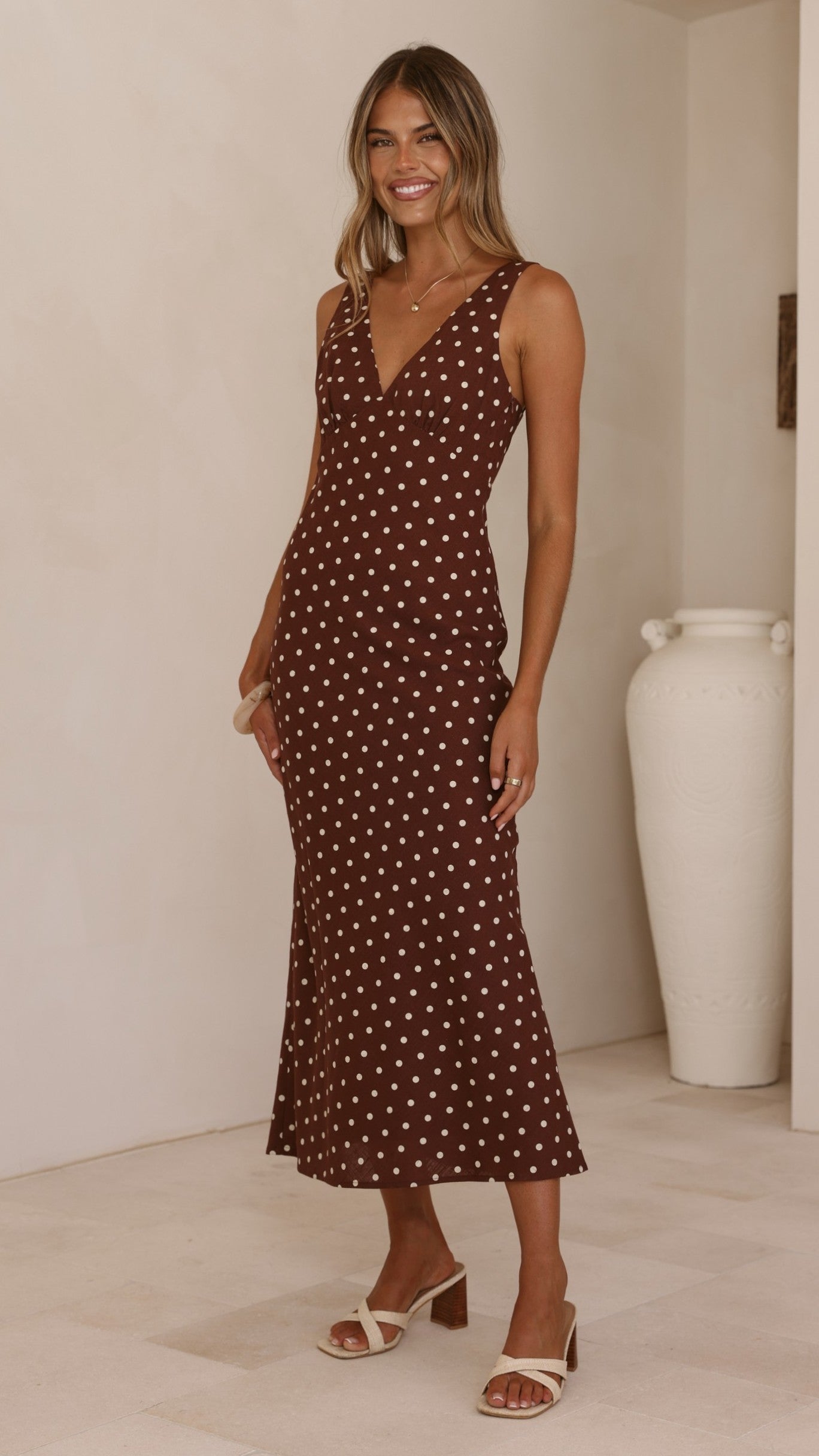 Sammie Maxi Dress - Chocolate/Nude Spot - Billy J