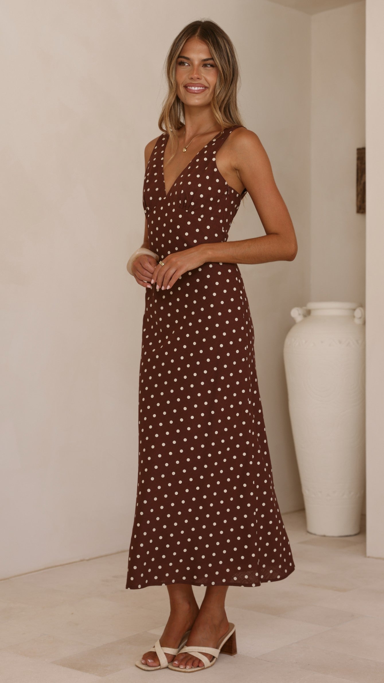 Sammie Maxi Dress - Chocolate/Nude Spot - Billy J