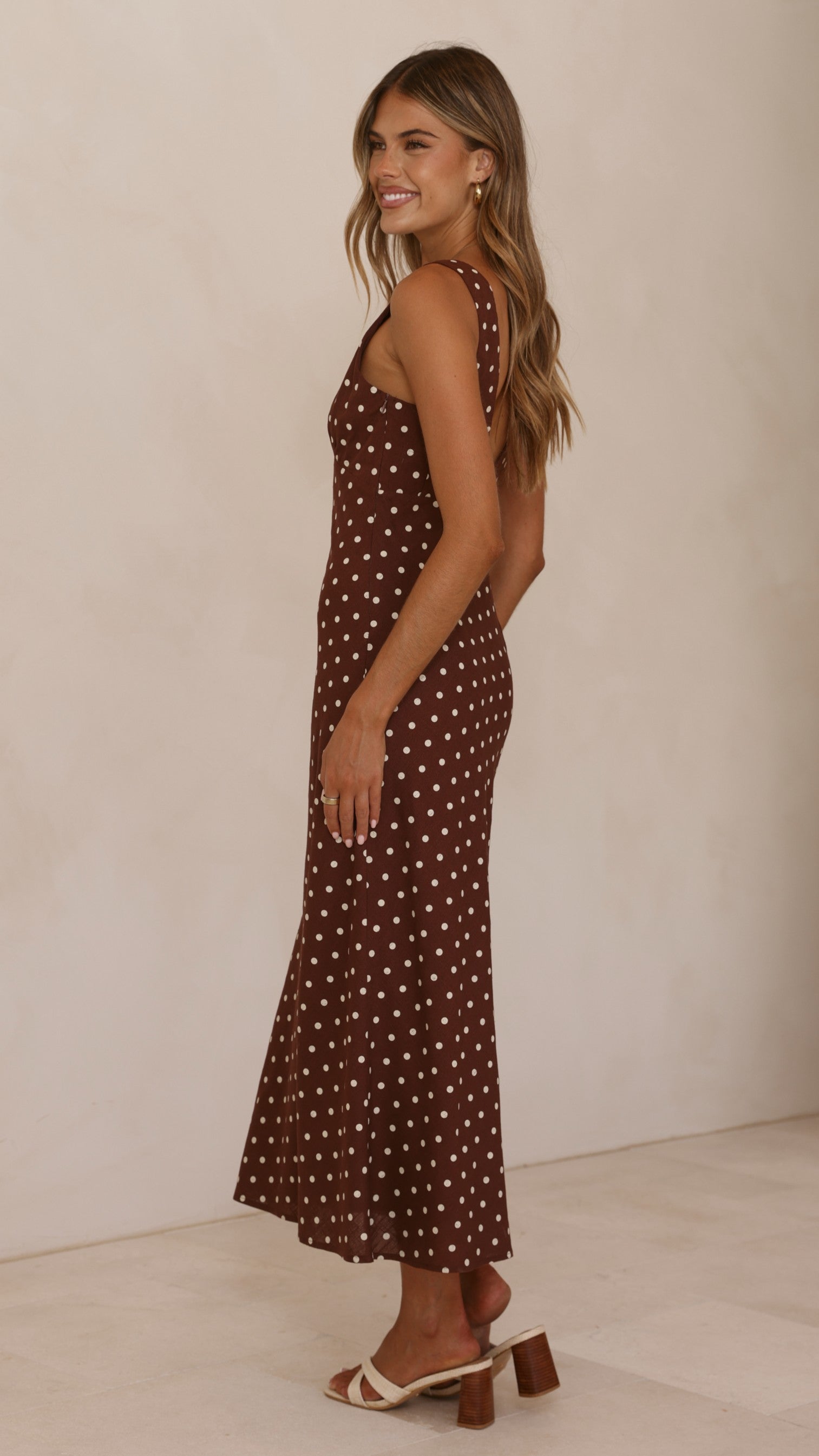 Sammie Maxi Dress - Chocolate/Nude Spot - Billy J