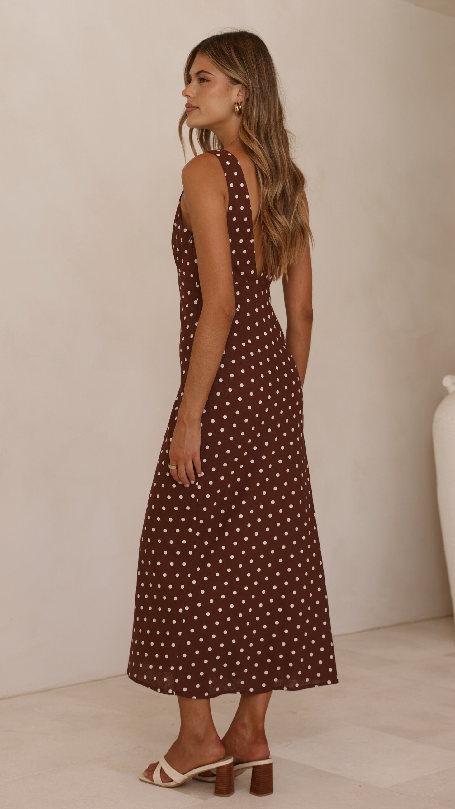 Sammie Maxi Dress - Chocolate/Nude Spot - Billy J