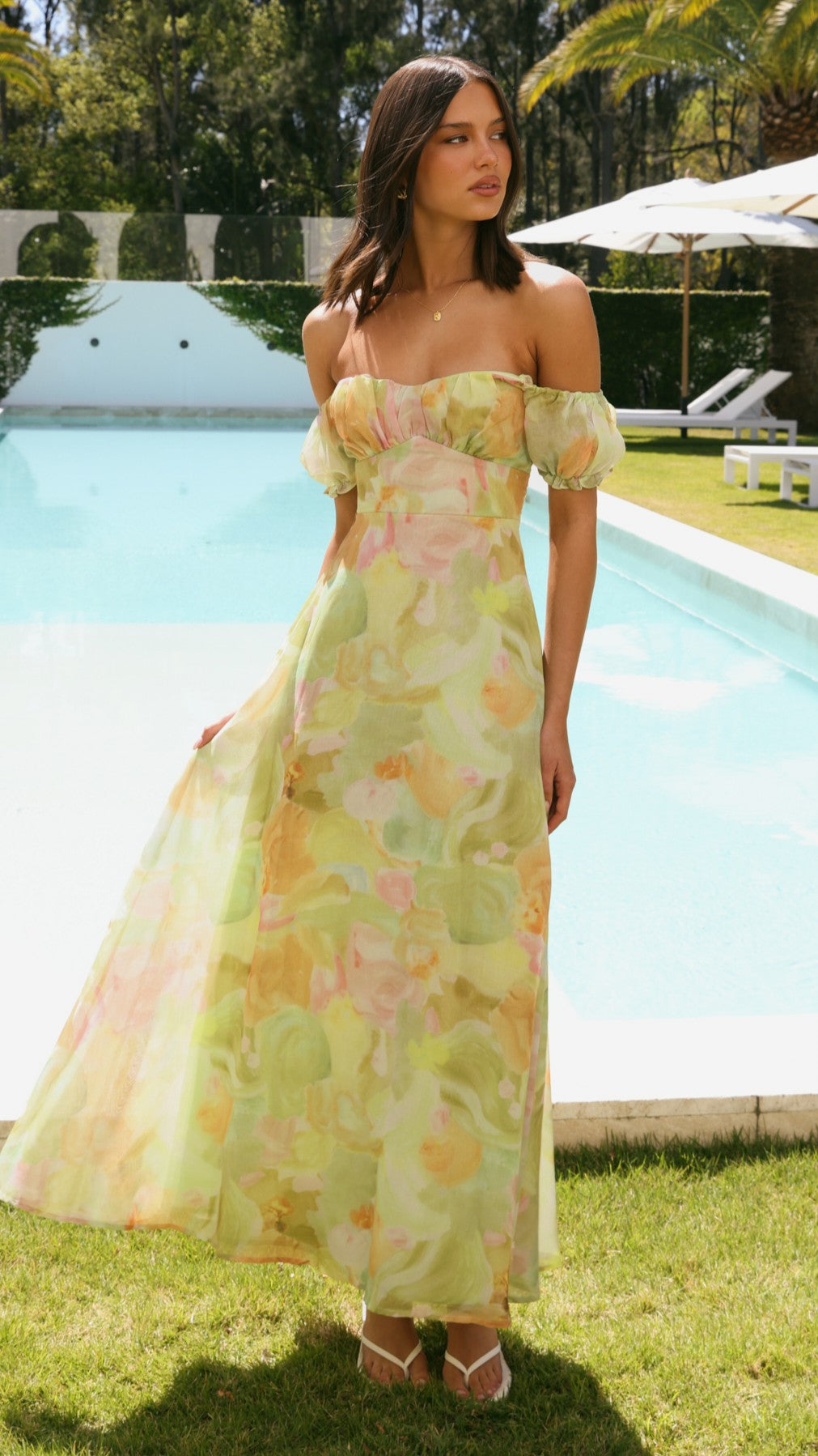 Belaria Maxi Dress - Sage Floral - Billy J