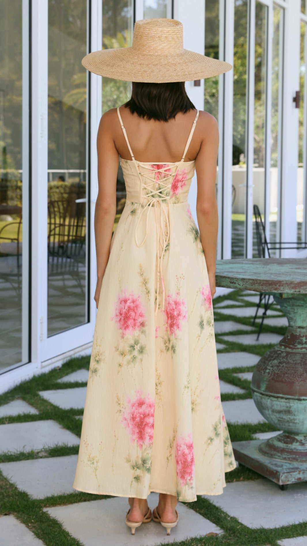 Rylee Maxi Dress - Yellow/Pink Floral - Billy J
