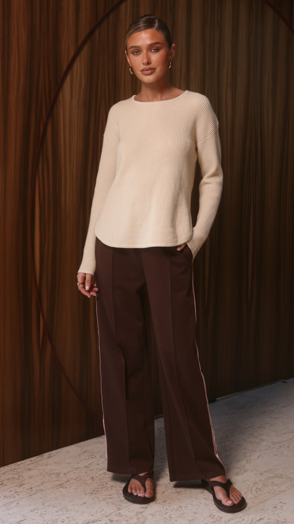 Isaiah Racer Stripe Pleated Trackpants - Chocolate/Pink - Billy J