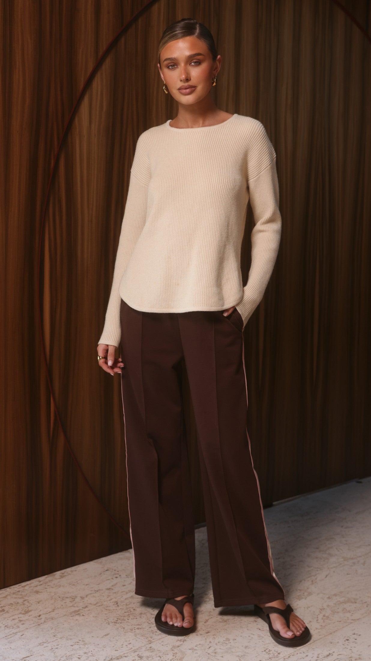 Isaiah Racer Stripe Pleated Trackpants - Chocolate/Pink - Billy J