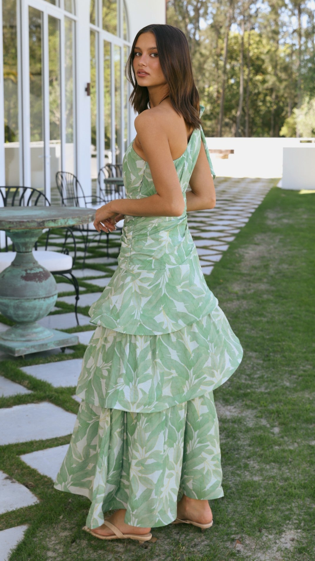 Odilie One Shoulder Maxi Dress - Green Paradise - Billy J