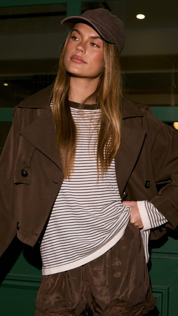 Deena Cropped Coat - Chocolate - Billy J
