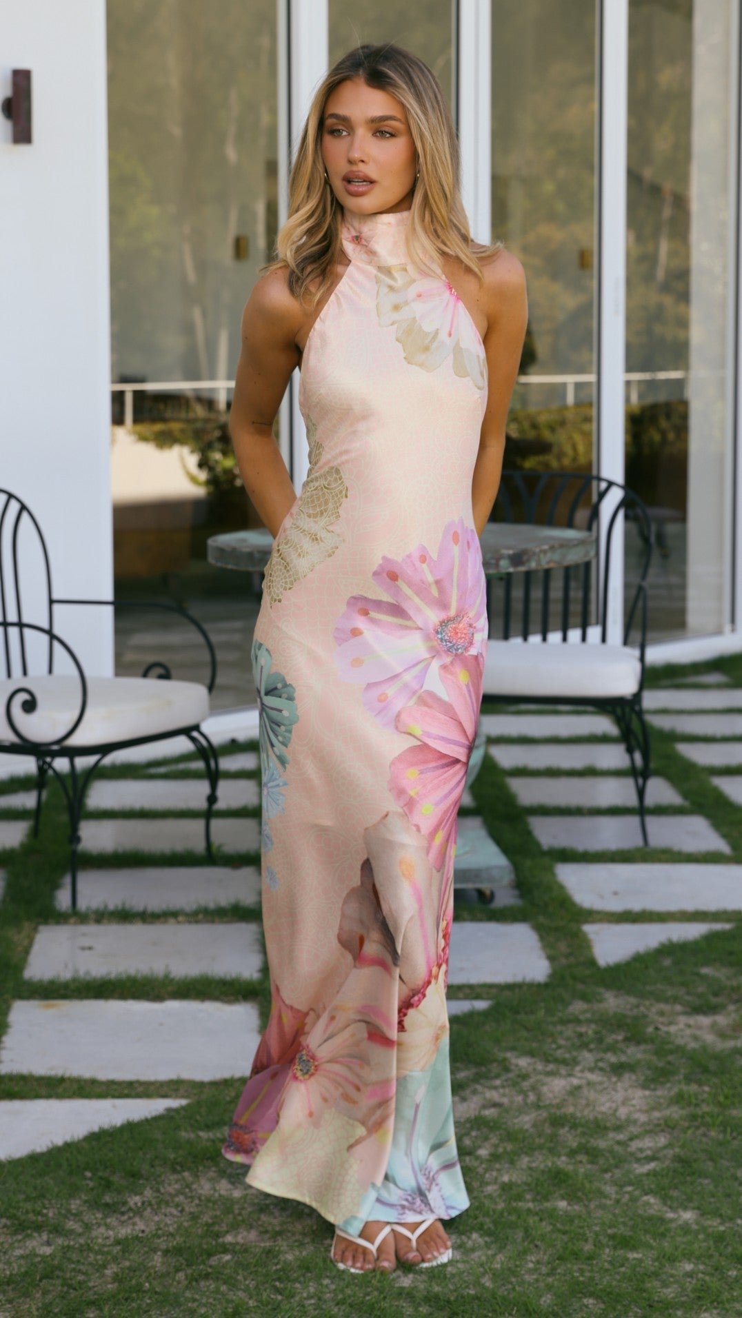 Alysha Maxi Dress - Peach Floral - Billy J