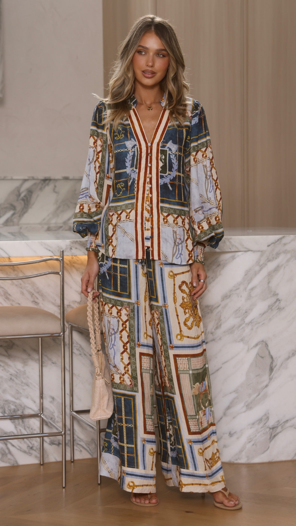 Zayva Button Up Shirt - Romy Print - Billy J